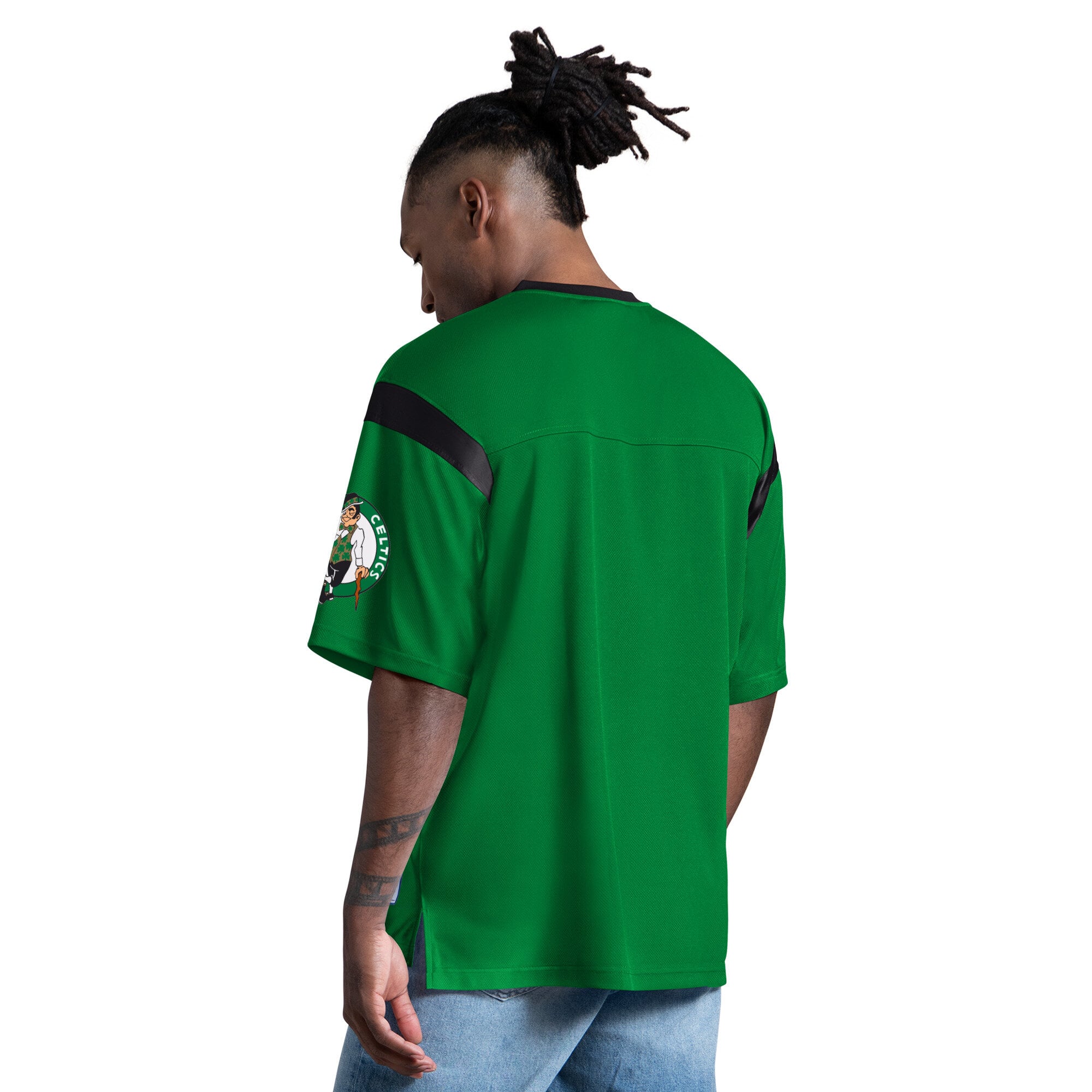T-shirt à col en V Starter vert Kelly pour homme, Boston Celtics, jour de match