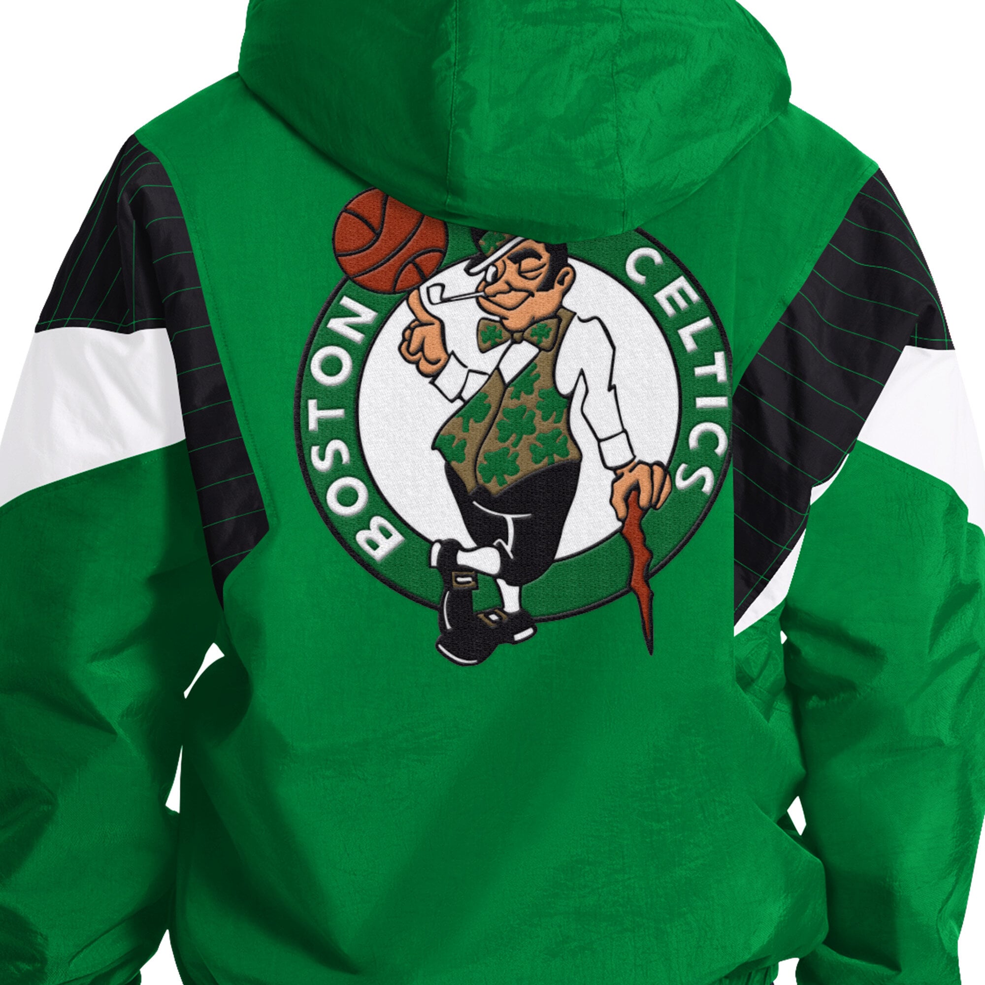 Veste à capuche demi-zip Starter vert Kelly pour homme, Boston Celtics
