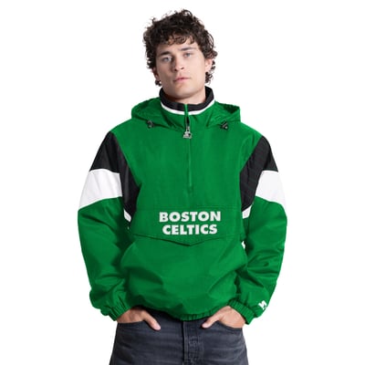 Boston Celtics Starter The Throwback Half-Zip Hooded Jacket - Kelly Green
