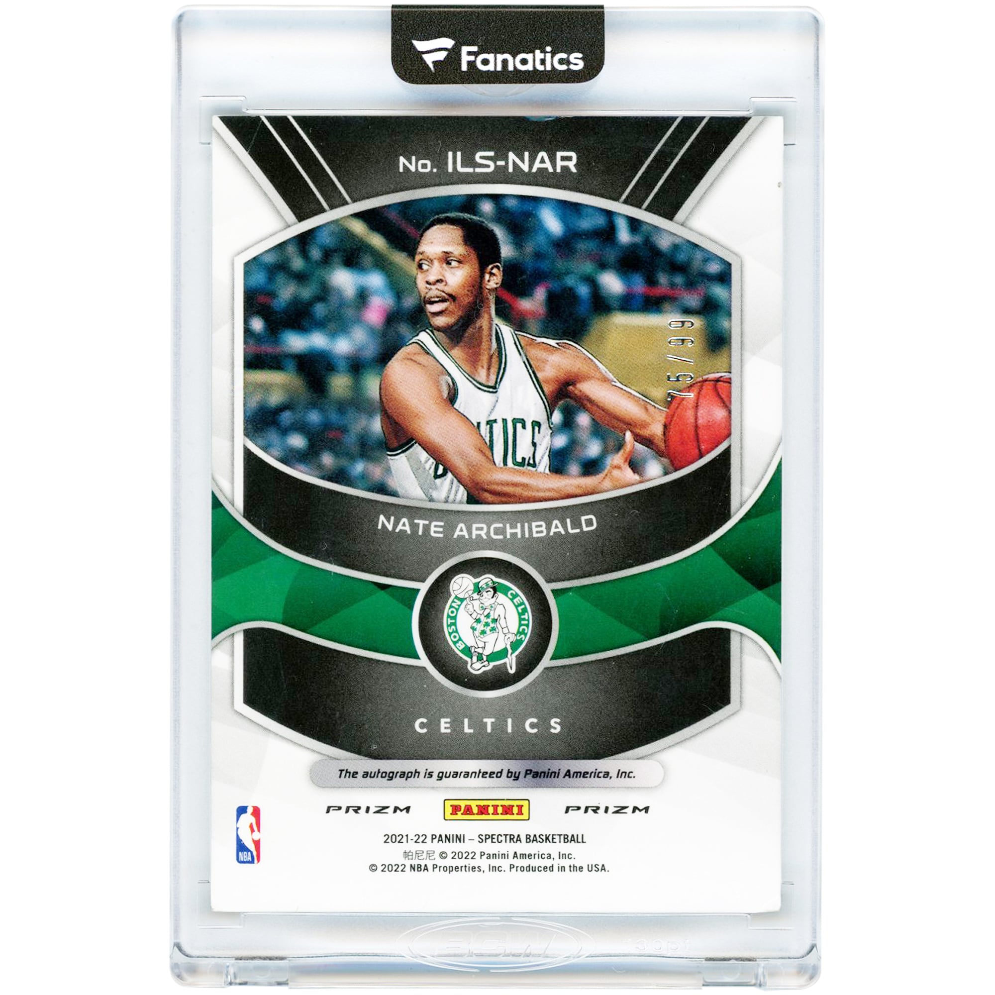 Carte autographiée de Nate Archibald (Boston Celtics) 2021-22 Panini Spectra Illustrious Legends Signatures #ILS-NAR #75/99