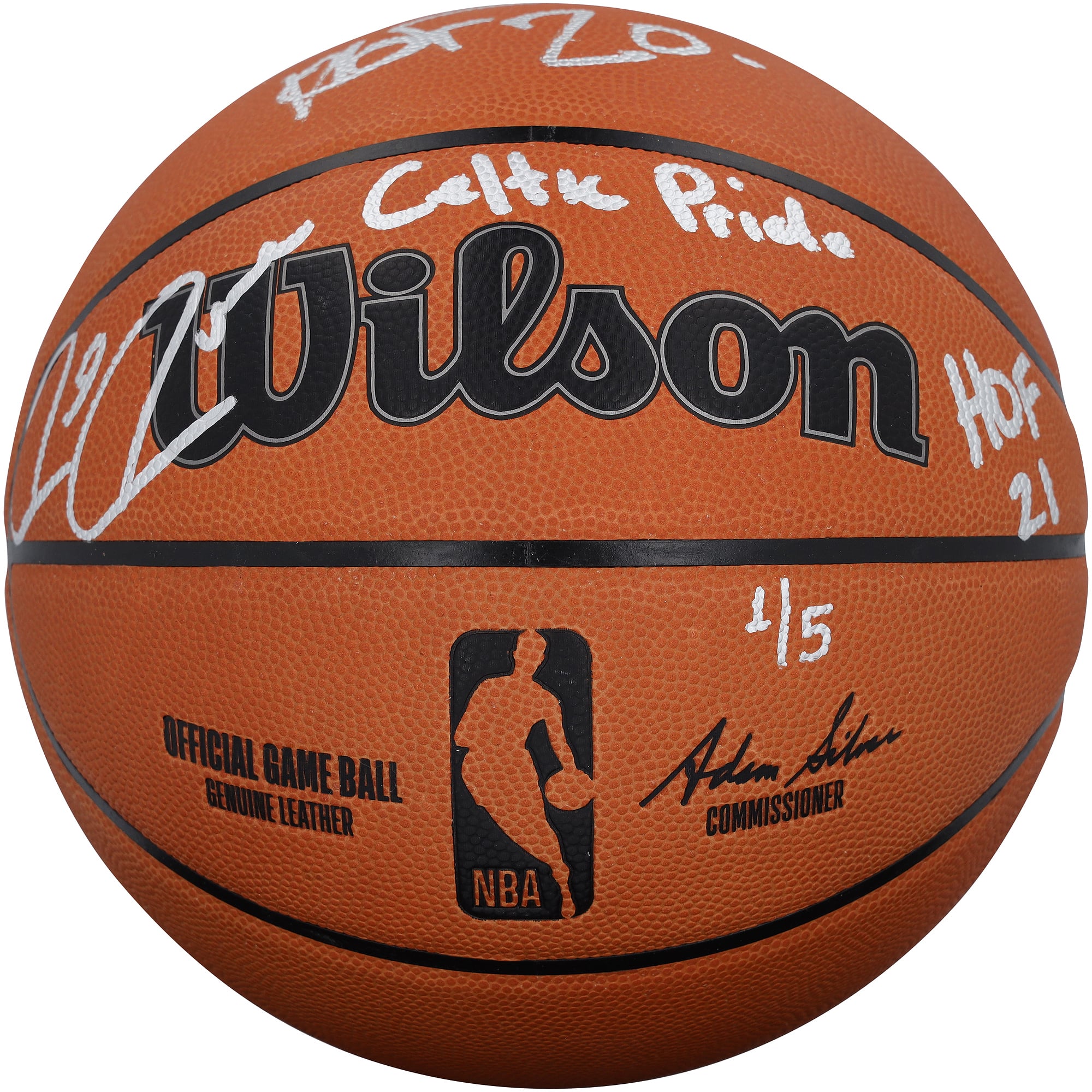 Ballon de basket officiel Wilson des Boston Celtics, autographié par Paul Pierce et Kevin Garnett, avec plusieurs inscriptions