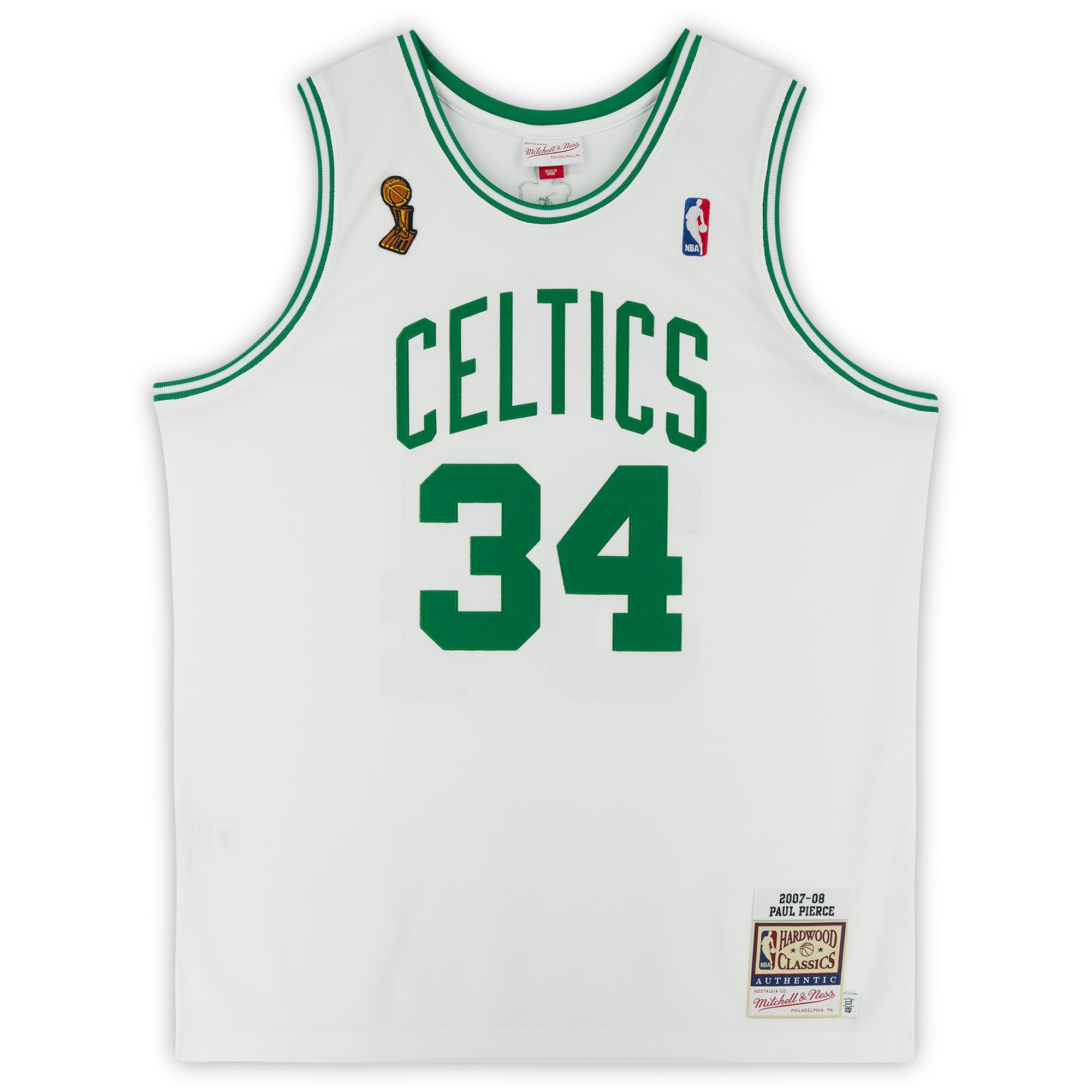 Maillot authentique autographié Mitchell & Ness 2007-08 des Boston Celtics par Paul Pierce avec inscription « NBA Top 75 »