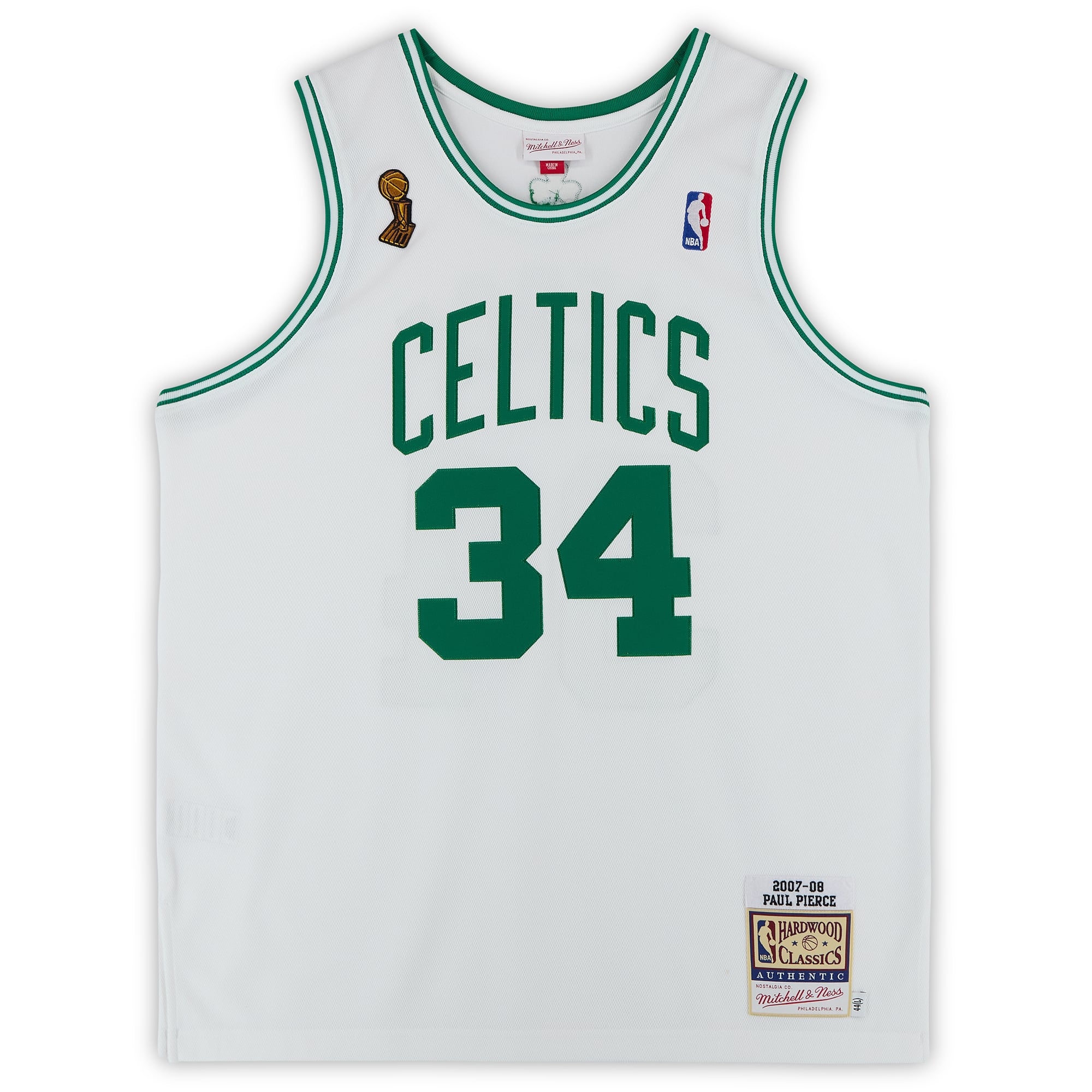 Paul Pierce Boston Celtics Autographed White Mitchell & Ness 2007 Authentic Jersey with Finals Patch with Multiple Inscriptions - Limited Edition of 5