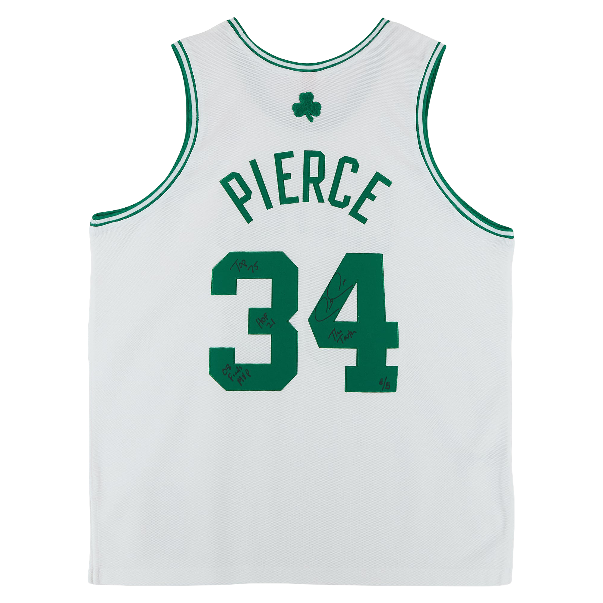 Paul Pierce Boston Celtics Autographed White Mitchell & Ness 2007 Authentic Jersey with Finals Patch with Multiple Inscriptions - Limited Edition of 5