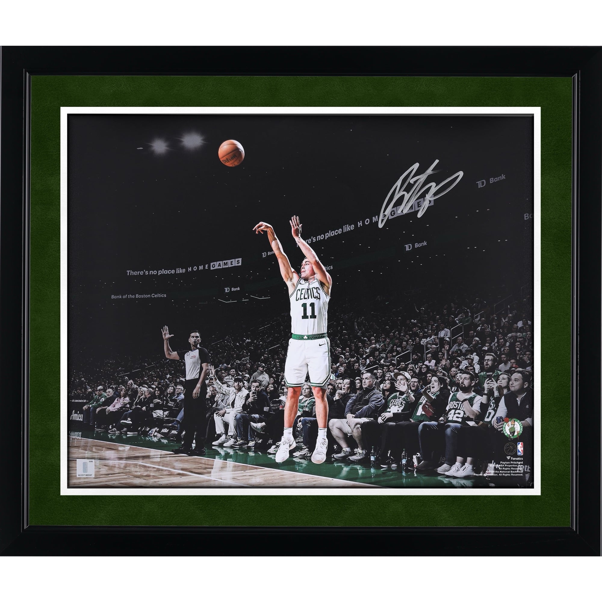 Photo de tir autographiée de Payton Pritchard (Boston Celtics) - 40 x 50 cm