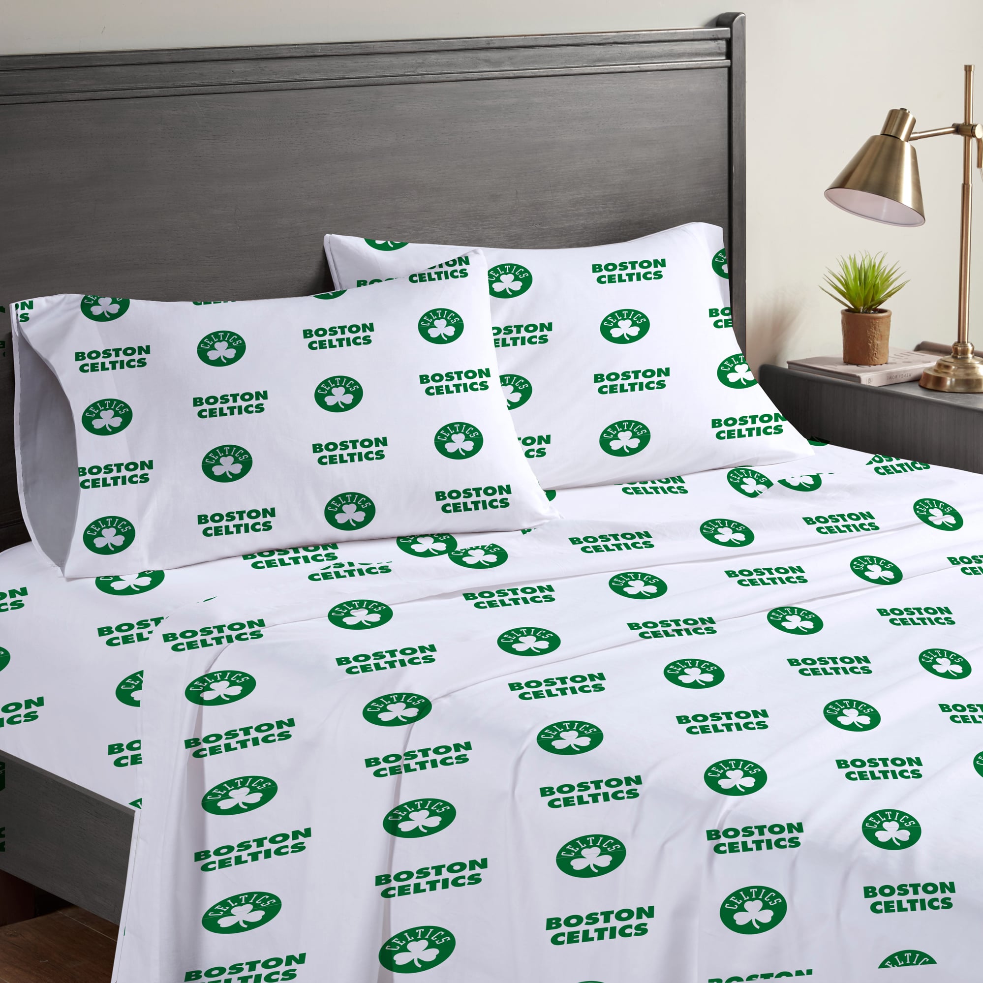 Ensemble de draps quatre pièces Pegasus Boston Celtics pour lit queen