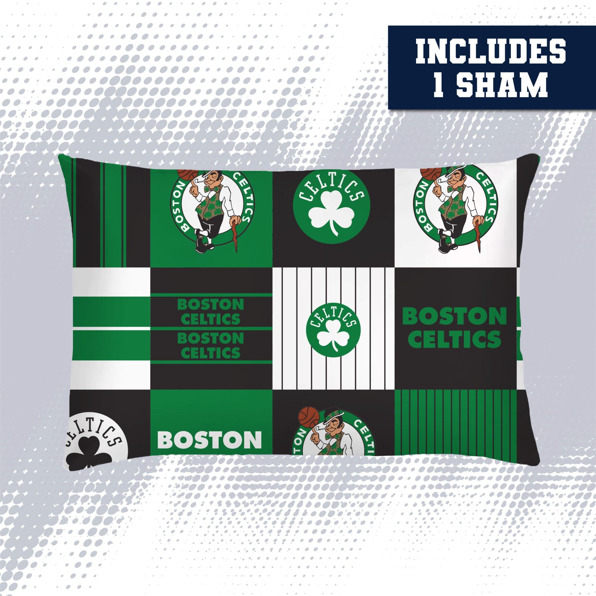 Ensemble de literie trois pièces à carreaux patchwork Pegasus Boston Celtics (grand lit/queen)