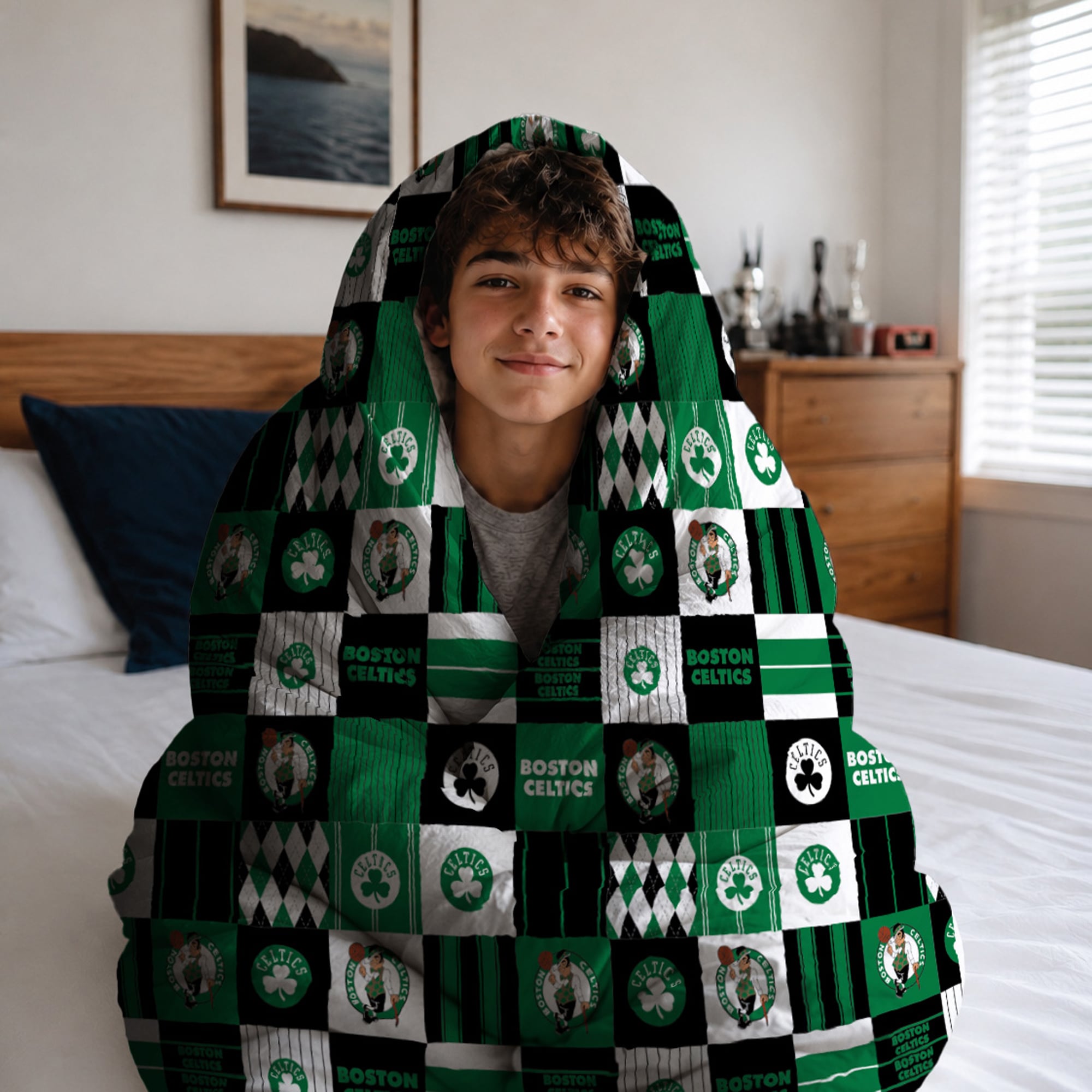 Pegasus Boston Celtics Patchwork Plaid Two-Piece Twin/Twin XL Bed in a Bag Set