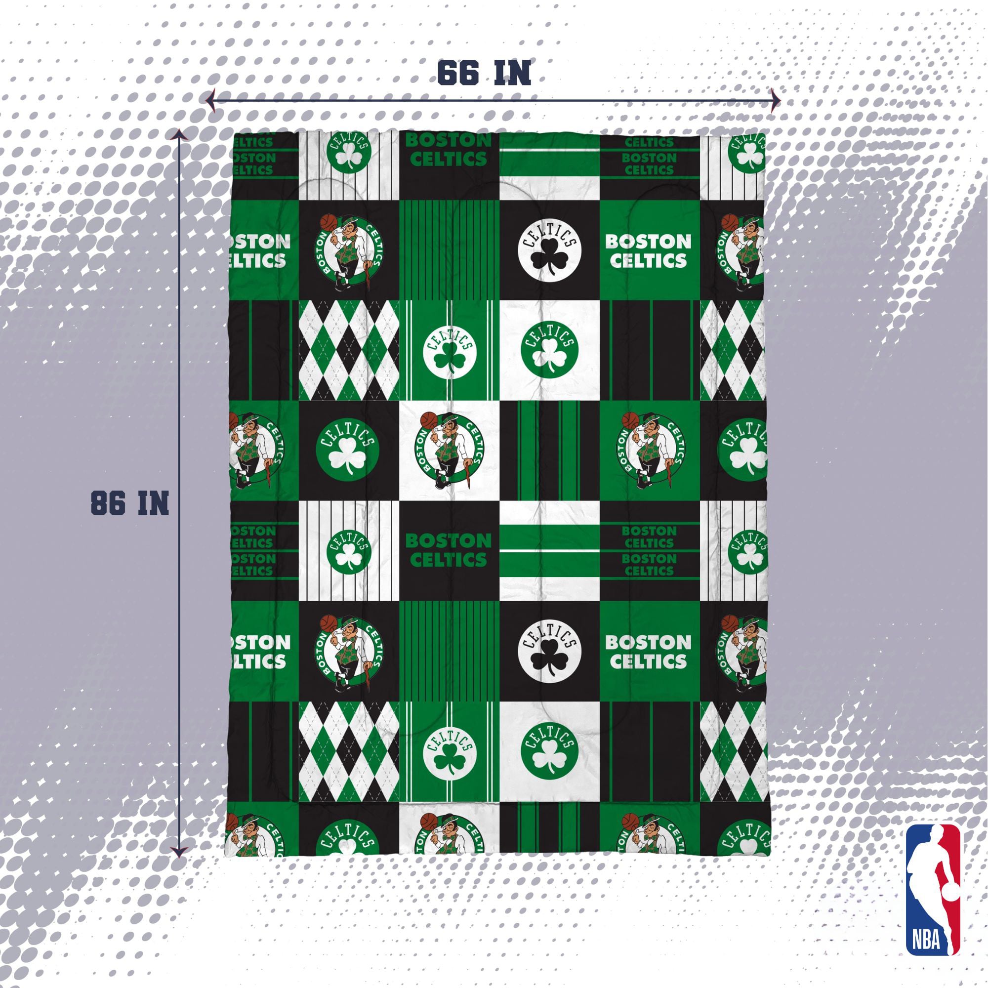 Pegasus Boston Celtics Patchwork Plaid Two-Piece Twin/Twin XL Bed in a Bag Set