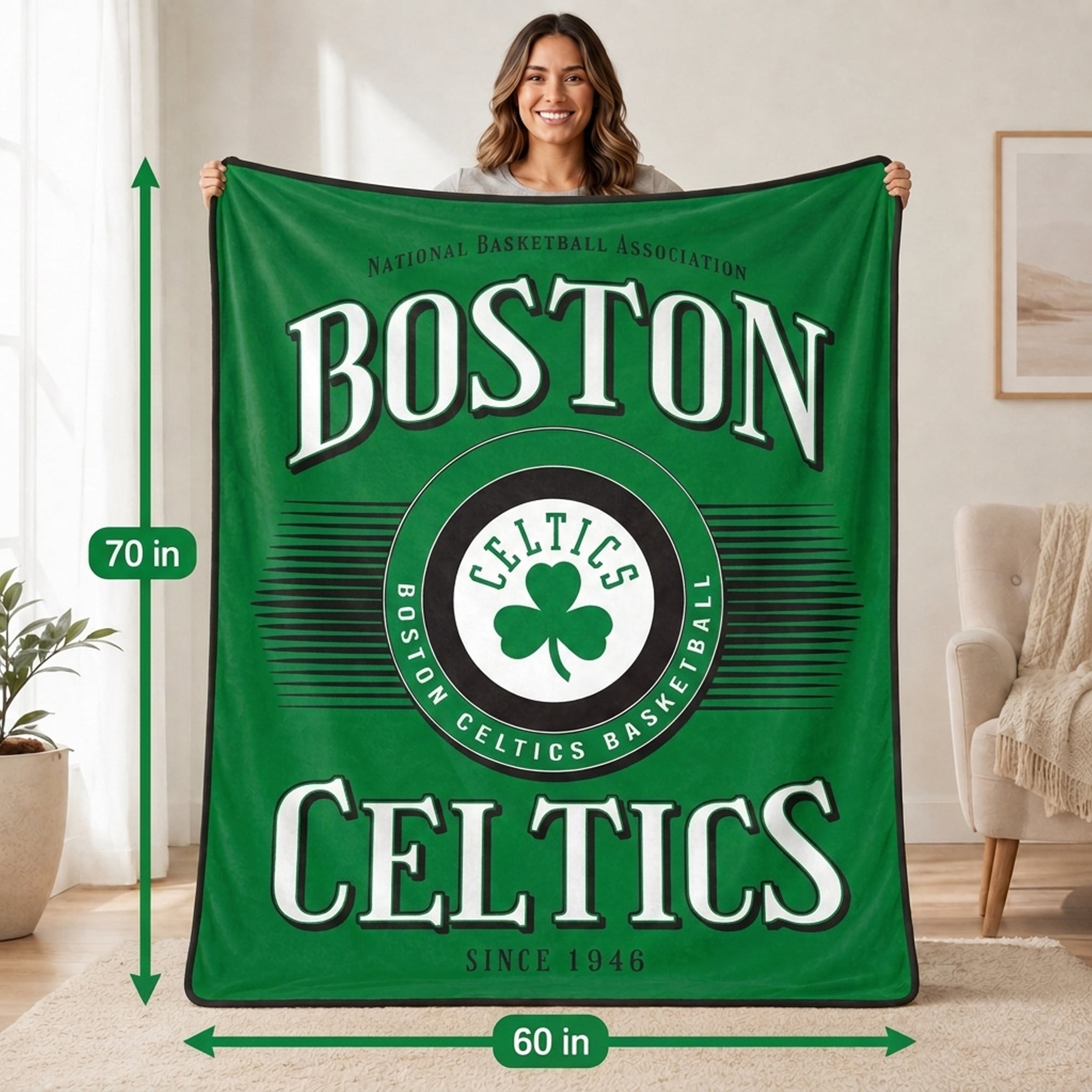 Couverture ultra douce Pegasus Boston Celtics Spotlight Arch 60" x 70"