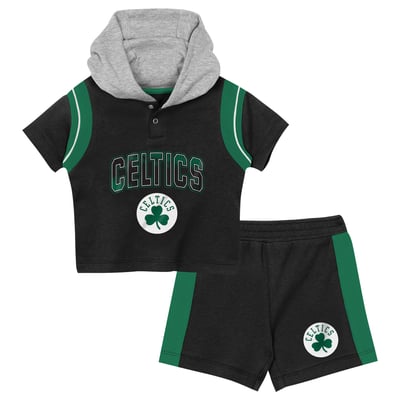 Boston Celtics Outerstuff Preschool Get Back Short Sleeve Hoodie & Shorts Two-Pack Set - Black