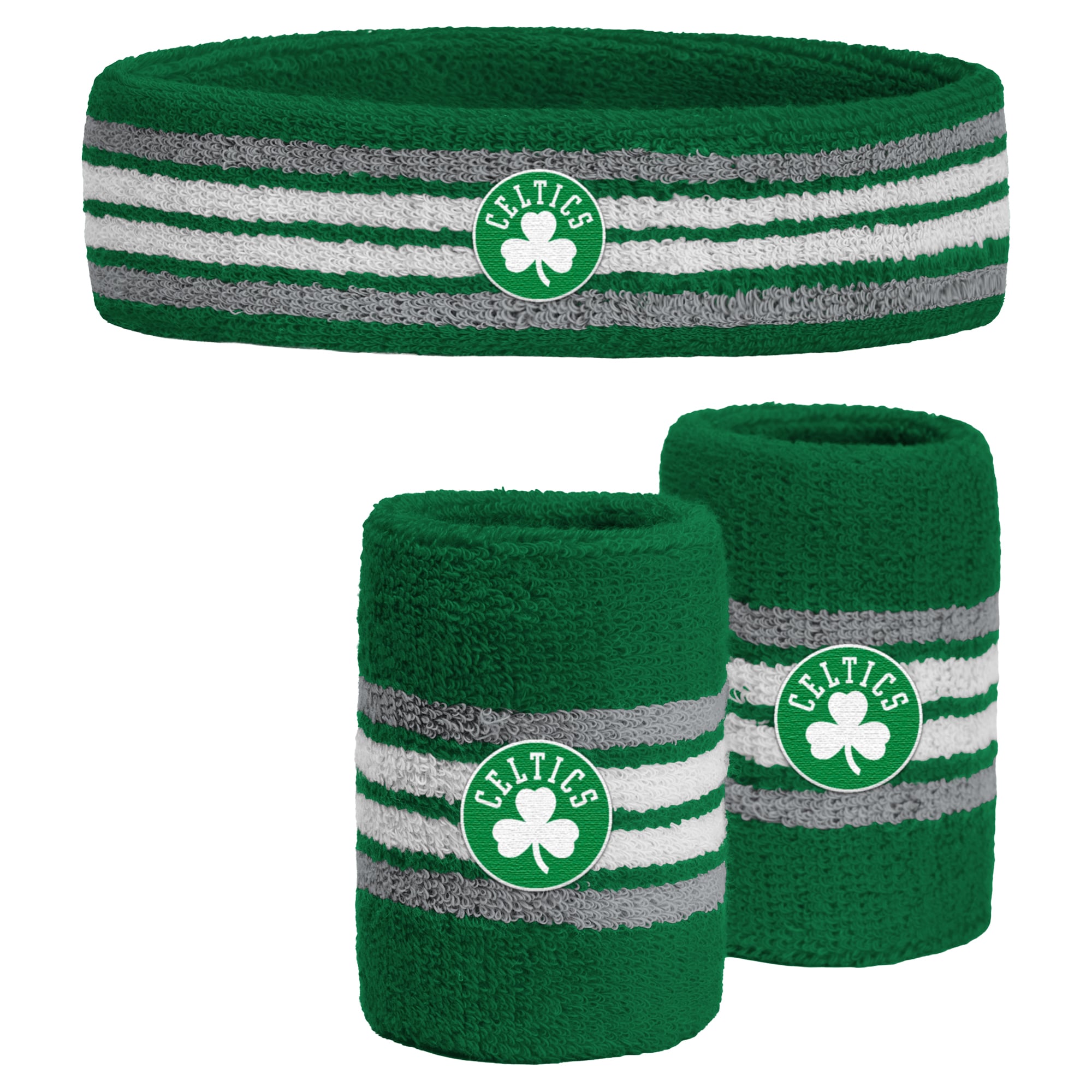 PRO Compression Kelly Green Boston Celtics Team Stripe 3-Pack Headband and Wristbands Combo Set