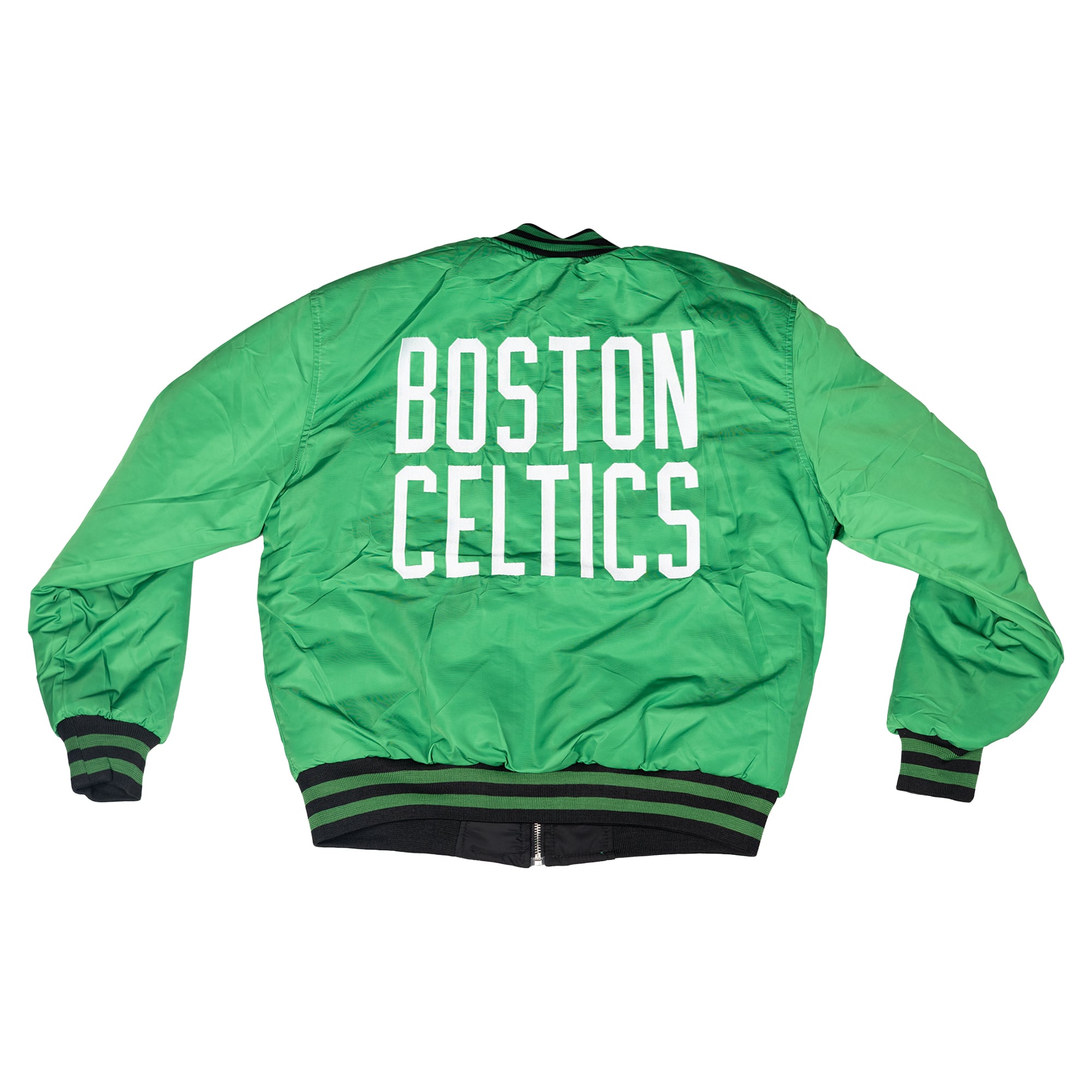 Veste de vol réversible unisexe FISLL noire/vert Kelly Boston Celtics à fermeture éclair intégrale