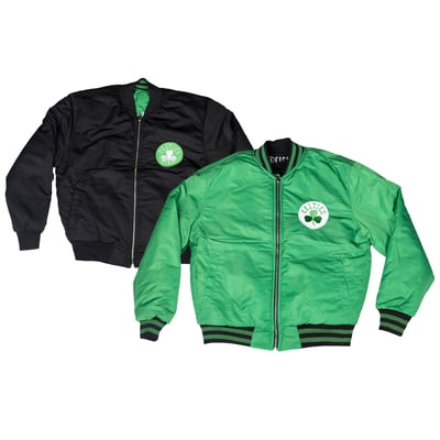 Boston Celtics FISLL Unisex Reversible Full-Zip Flight Jacket - Black/Kelly Green