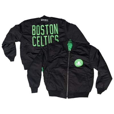  Boston Celtics FISLL Unisex Reversible Full-Zip Flight Jacket - Black/Kelly Green