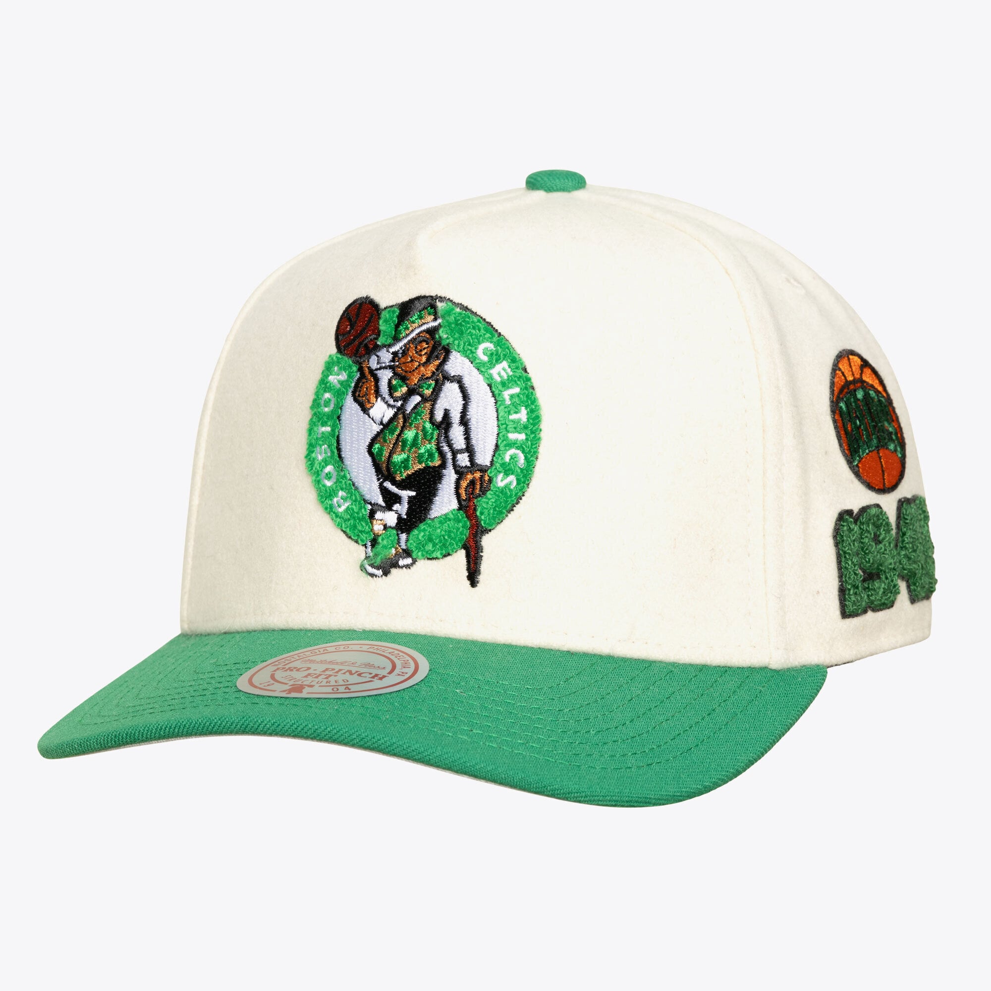 Casquette unisexe Mitchell & Ness crème Boston Celtics Team Pro ajustable