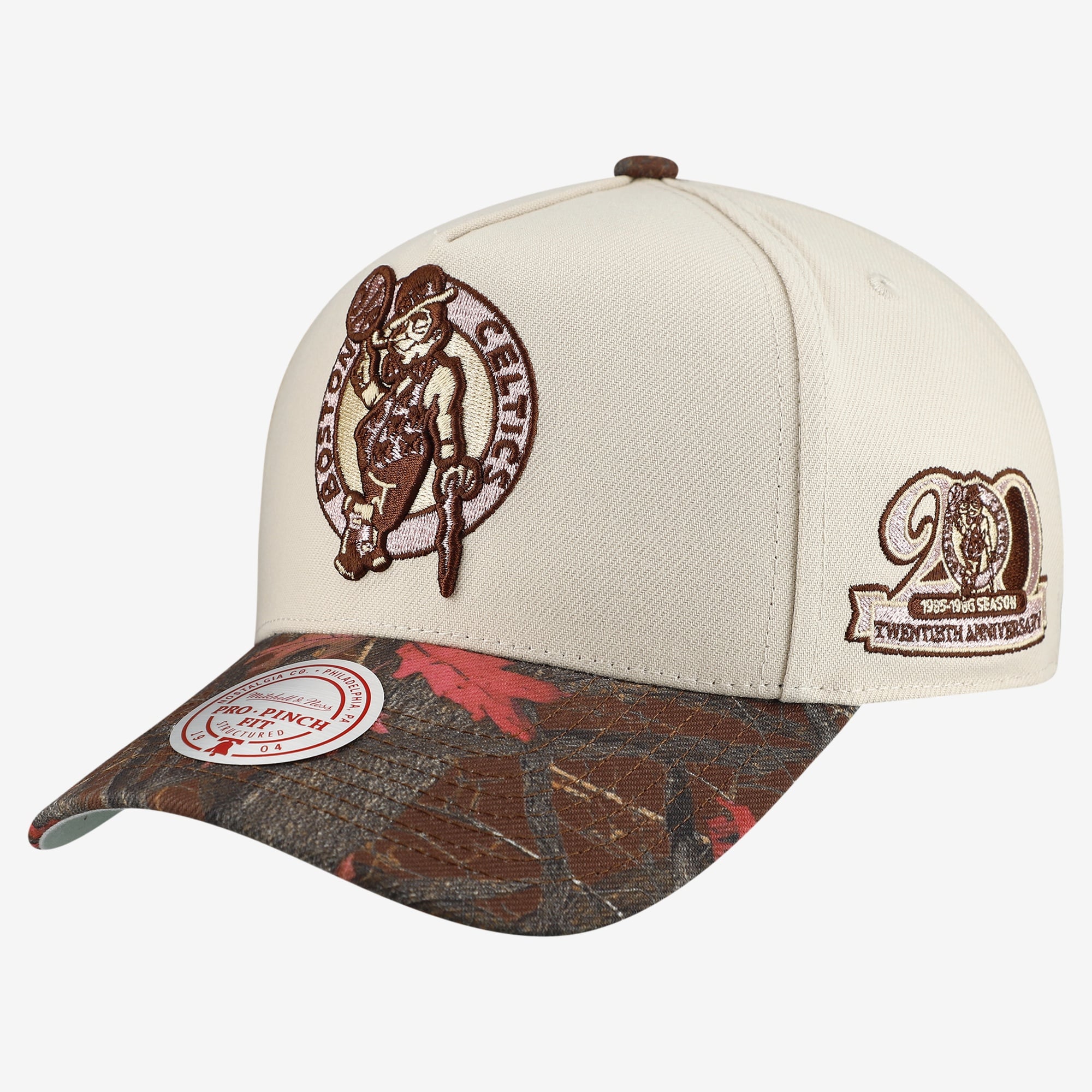 Casquette unisexe Mitchell & Ness crème Boston Celtics rose automne Pro