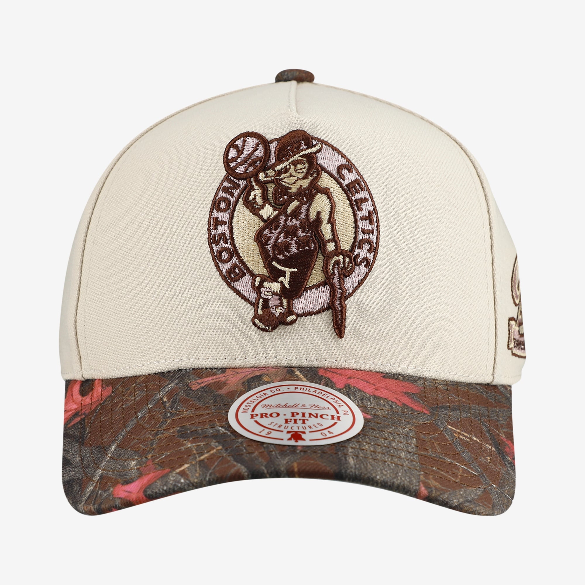 Casquette unisexe Mitchell & Ness crème Boston Celtics rose automne Pro