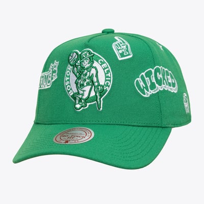  Boston Celtics Mitchell & Ness Unisex Downtown Doodle Pro Snapback Hat - Kelly Green