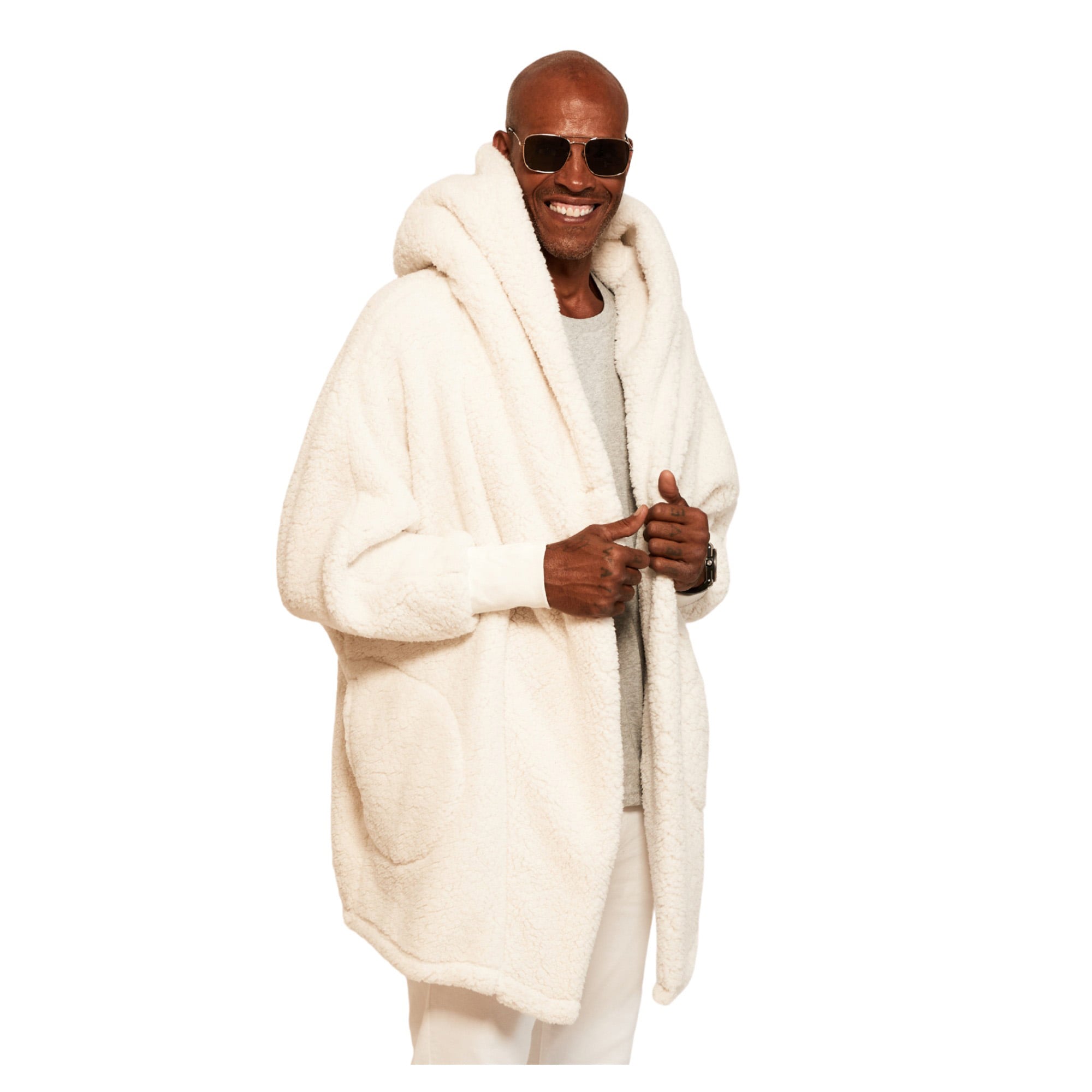 Unisex the Best Lounger World By Jill Martin Cream Boston Celtics Oversized Open-Front Hoodie Sweater