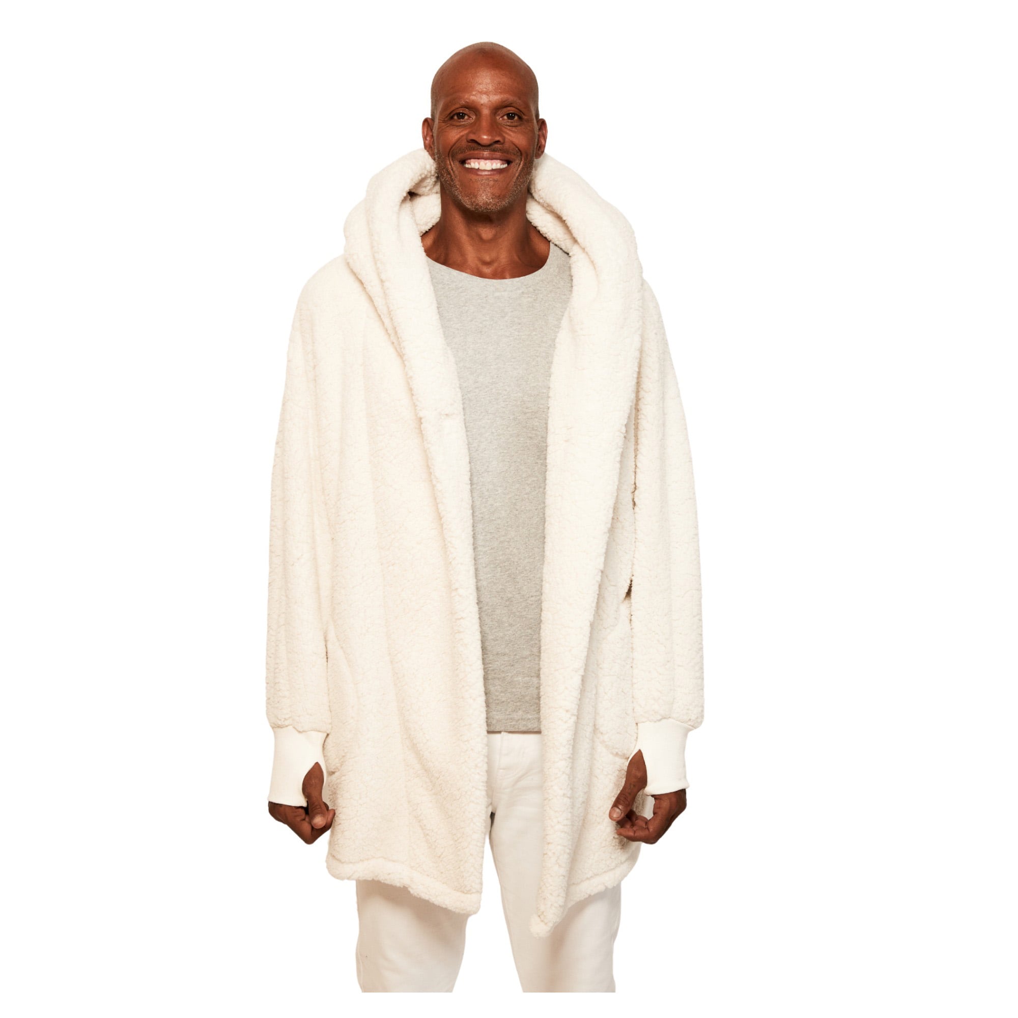 Unisex the Best Lounger World By Jill Martin Cream Boston Celtics Oversized Open-Front Hoodie Sweater