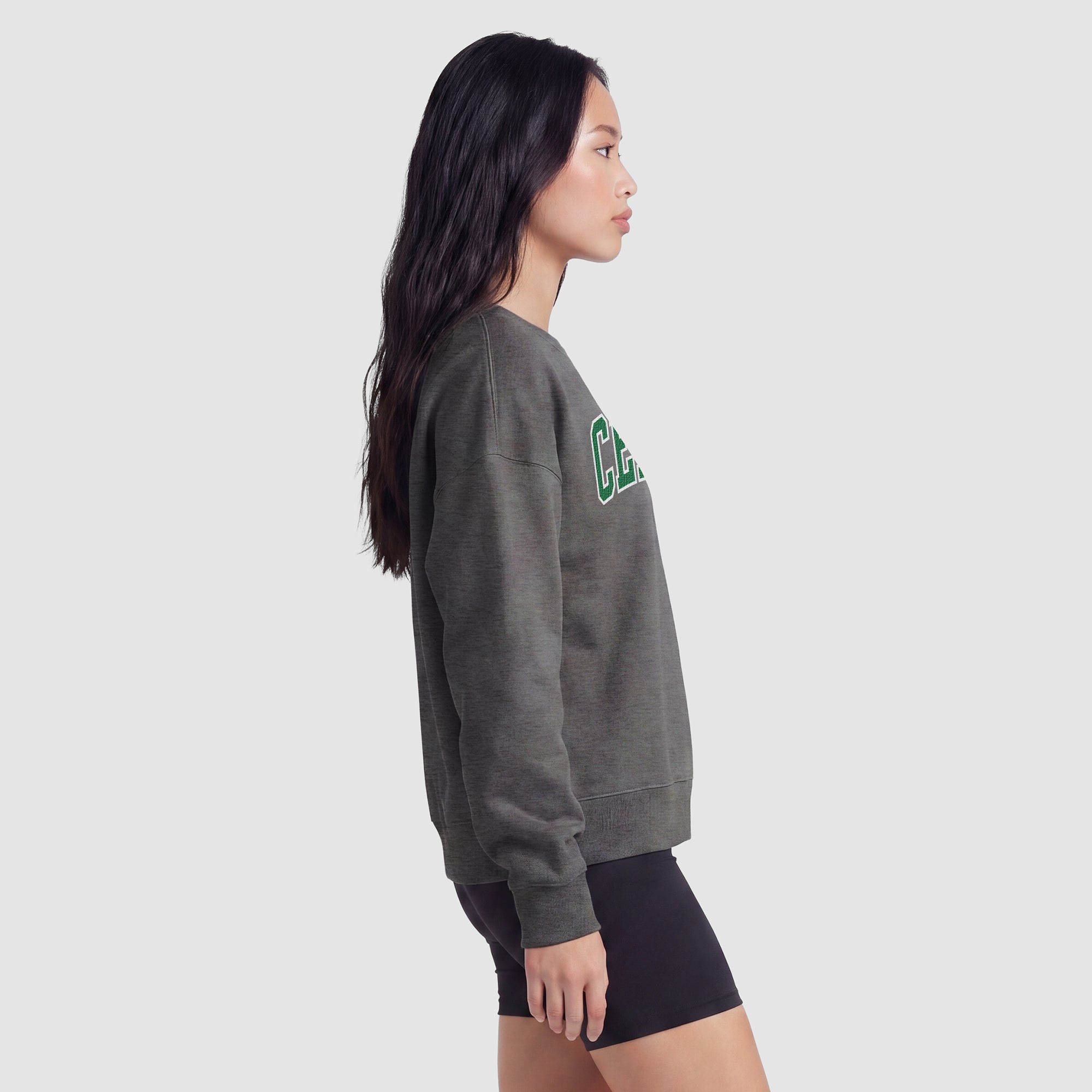 Sweat-shirt contrasté Champion pour femme, couleur anthracite, Boston Celtics