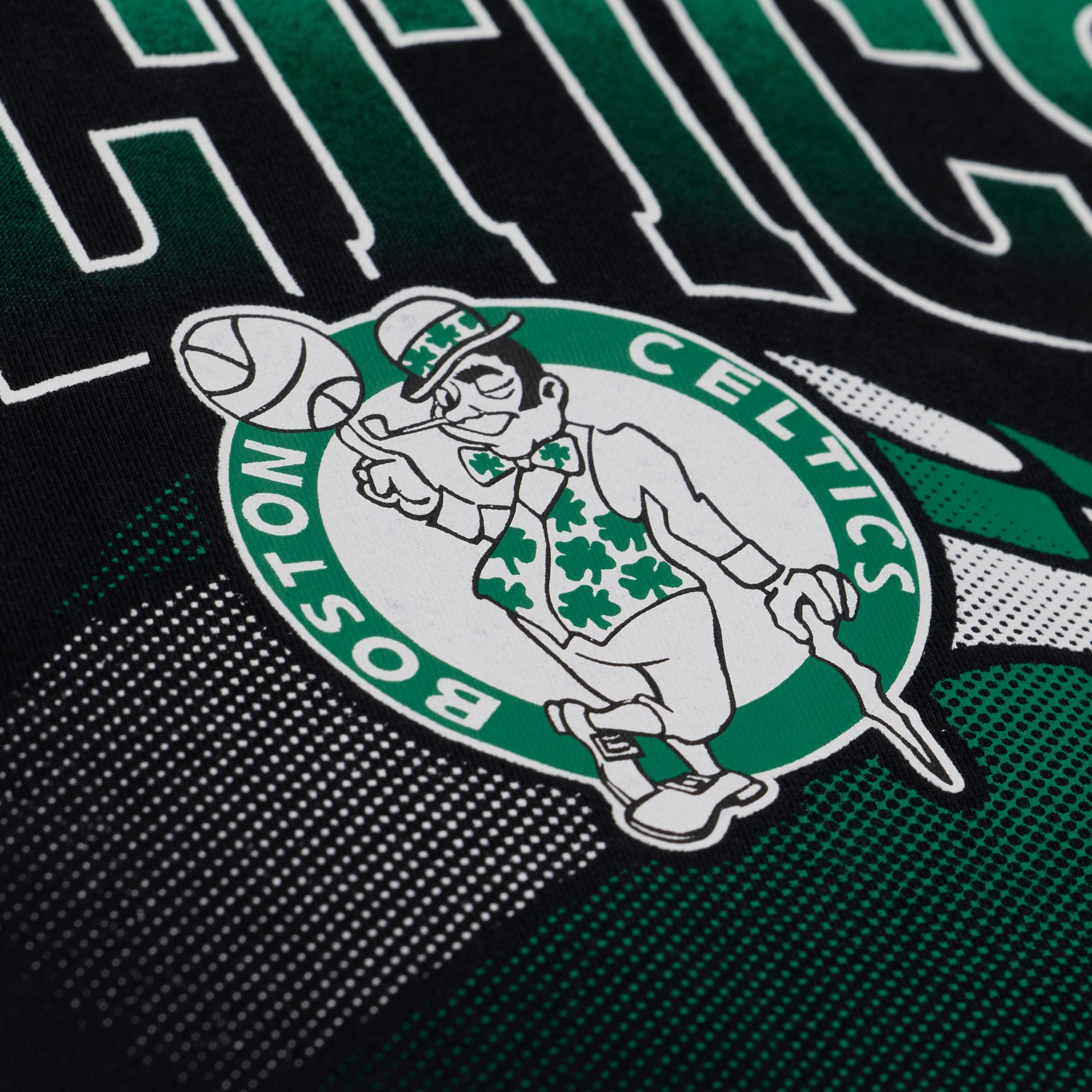 Women's Mitchell & Ness  Black Boston Celtics Street Graphic Boxy Crop T-Shirt