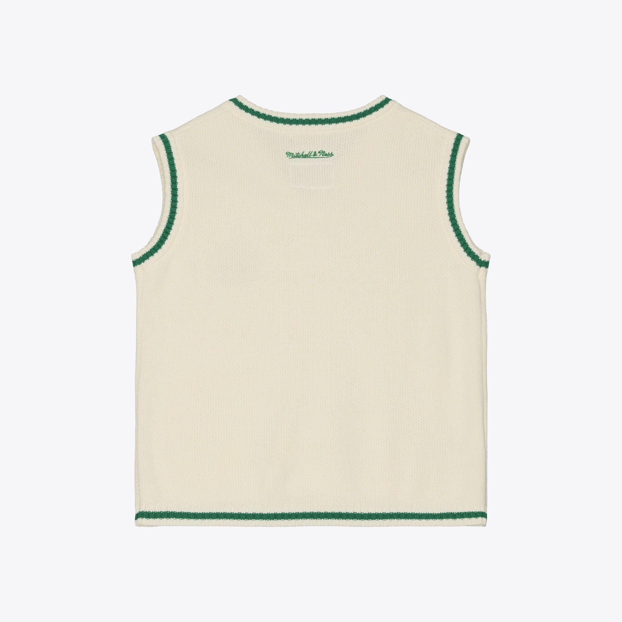 Gilet sans manches Mitchell & Ness crème pour femme, motif Boston Celtics Retro Roots, col en V