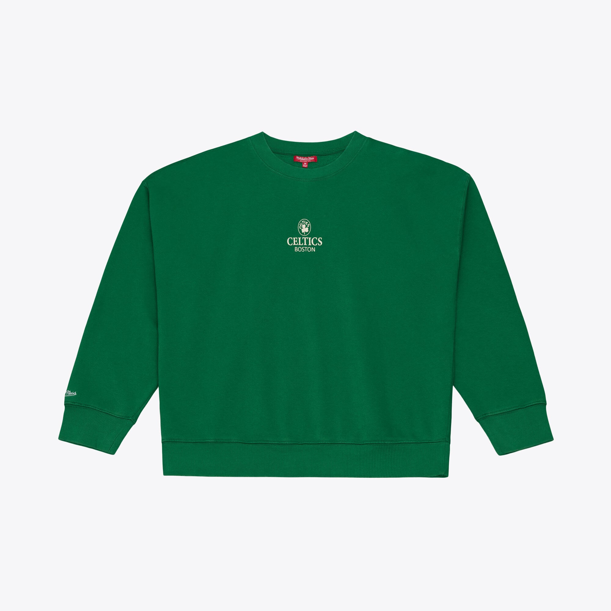 Women's Mitchell & Ness Kelly Green Boston Celtics Core Essentials Micro Logo Fleece Sweatshirt