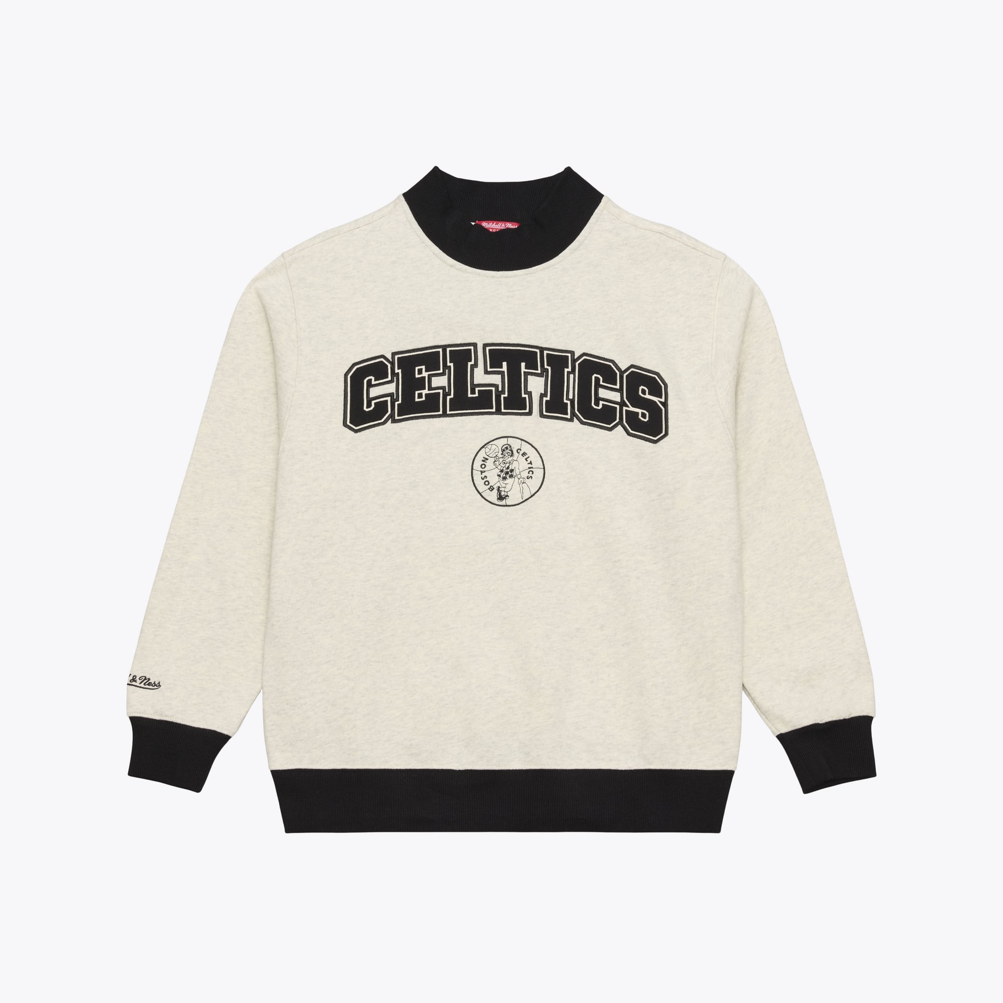 Sweat-shirt à col montant côtelé Mitchell & Ness couleur avoine Boston Celtics pour femme