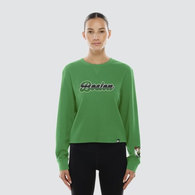 Boston Celtics New Era Women's Micro Thermal Long Sleeve T-Shirt - Kelly Green