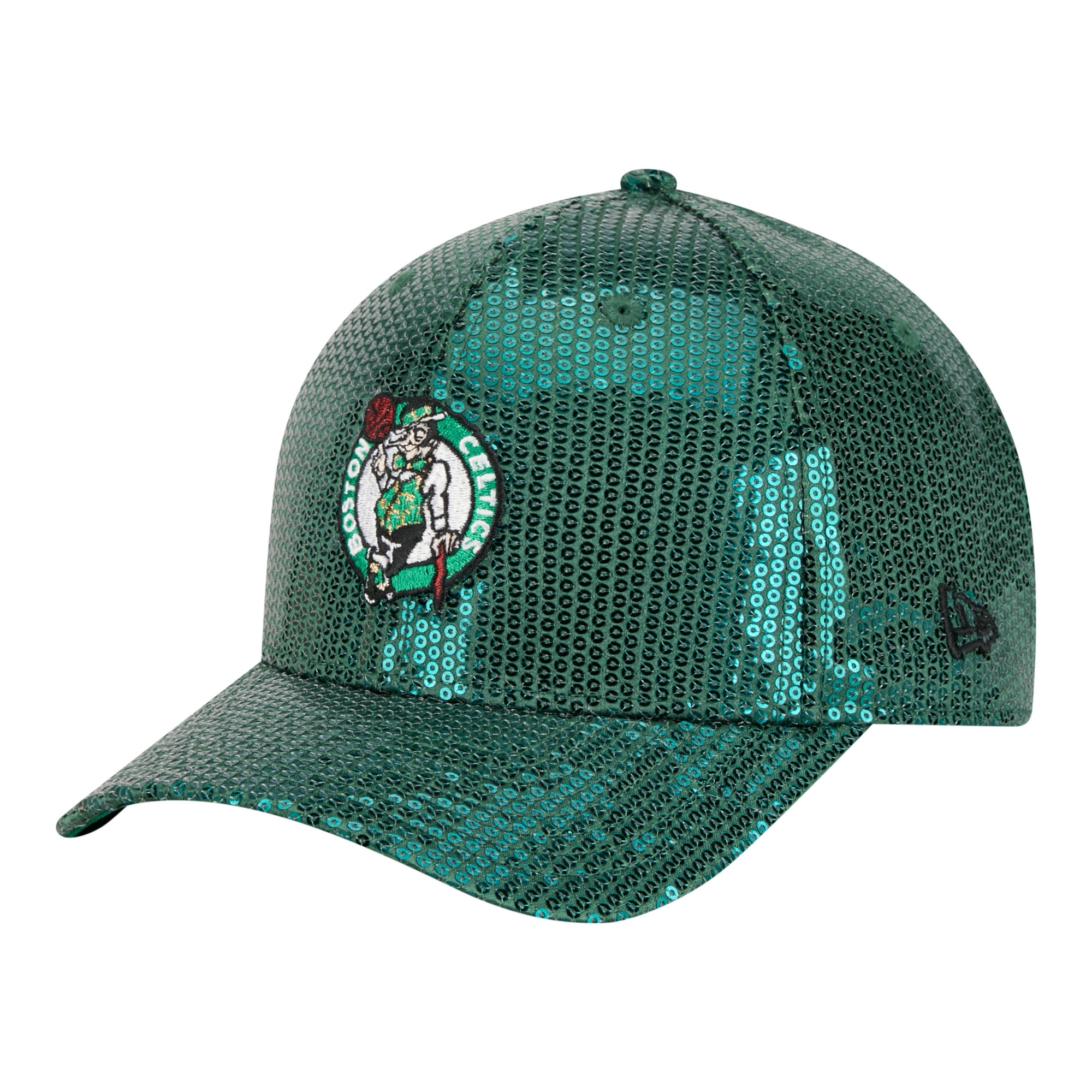Women's Boston Celtics New Era Kelly Green Sequin M-Crown 9FORTY Adjustable Hat