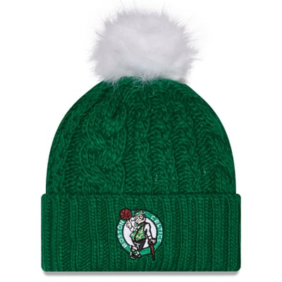 Boston Celtics New Era Women's Single Knit Hat with Pom - Kelly Green