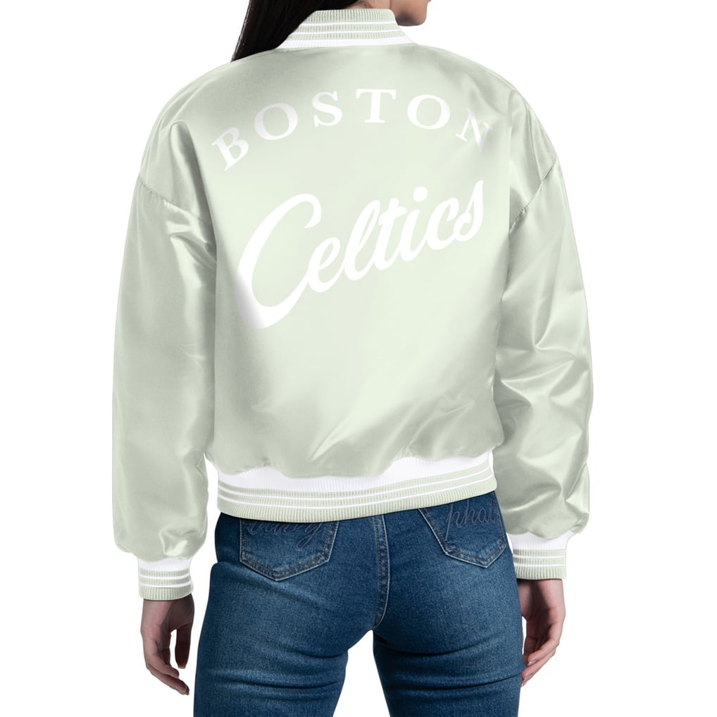 Boston Celtics Starter Women's Printed Script Cropped Satin Varsity ...