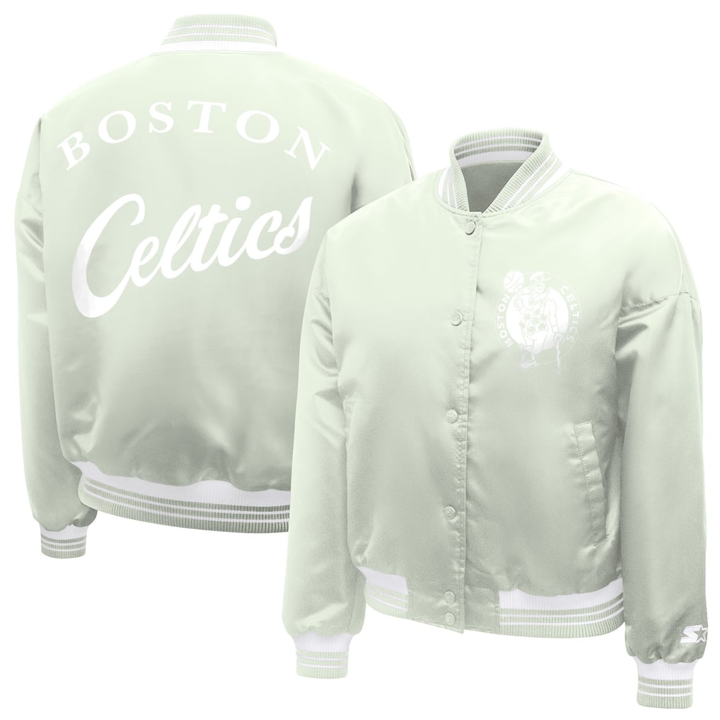 Boston Celtics Starter Women's Printed Script Cropped Satin Varsity ...