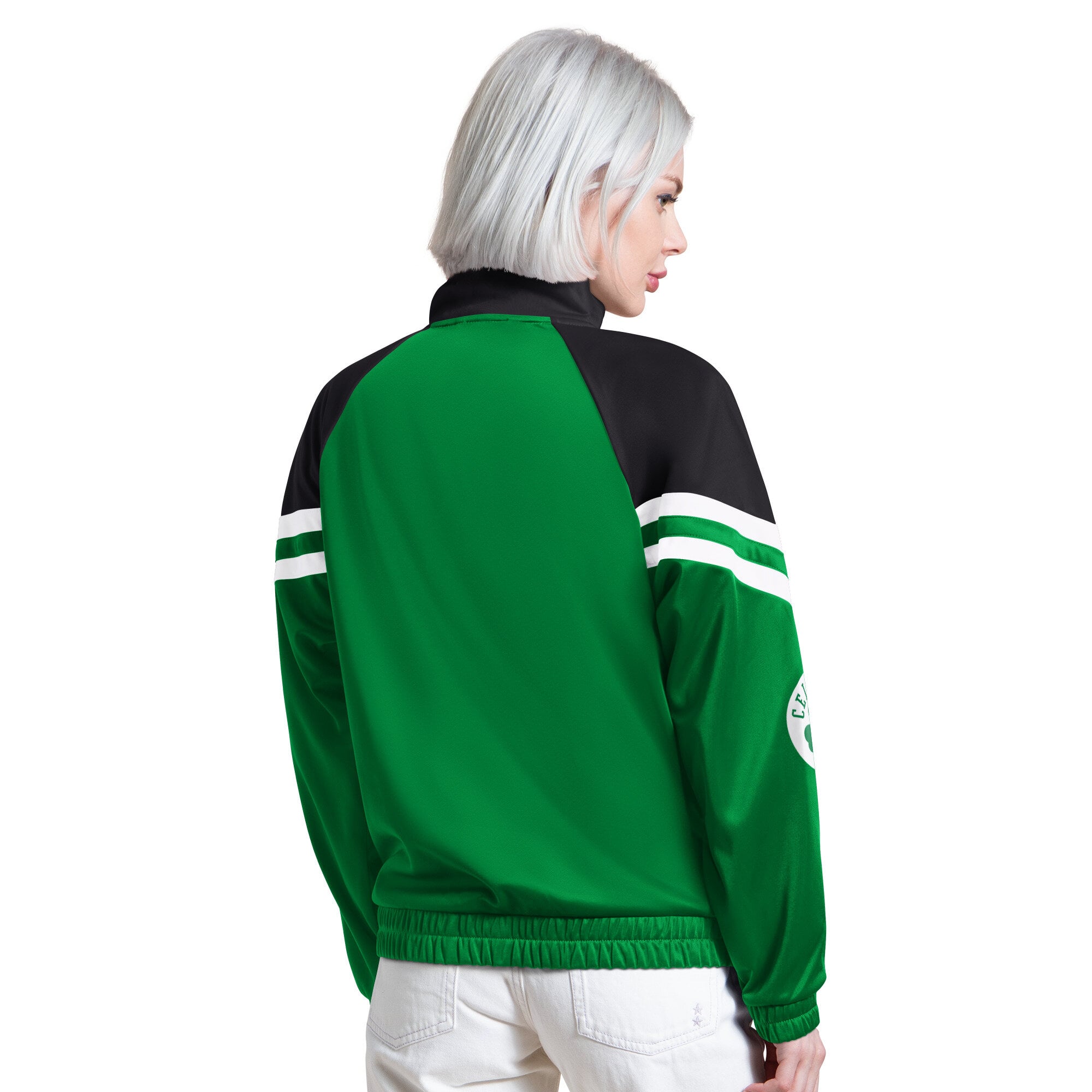 Veste de survêtement raglan zippée Starter pour femme, vert Kelly, Boston Celtics Fan Club