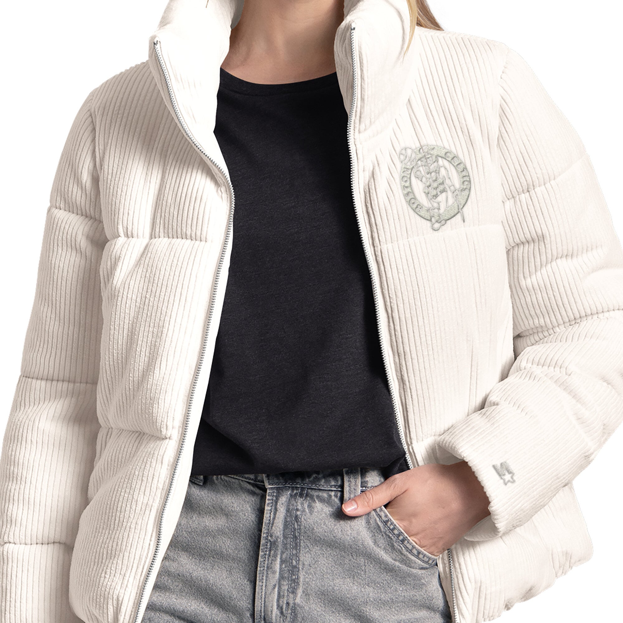 Veste à bulles Starter blanche Boston Celtics Double Score pour femme