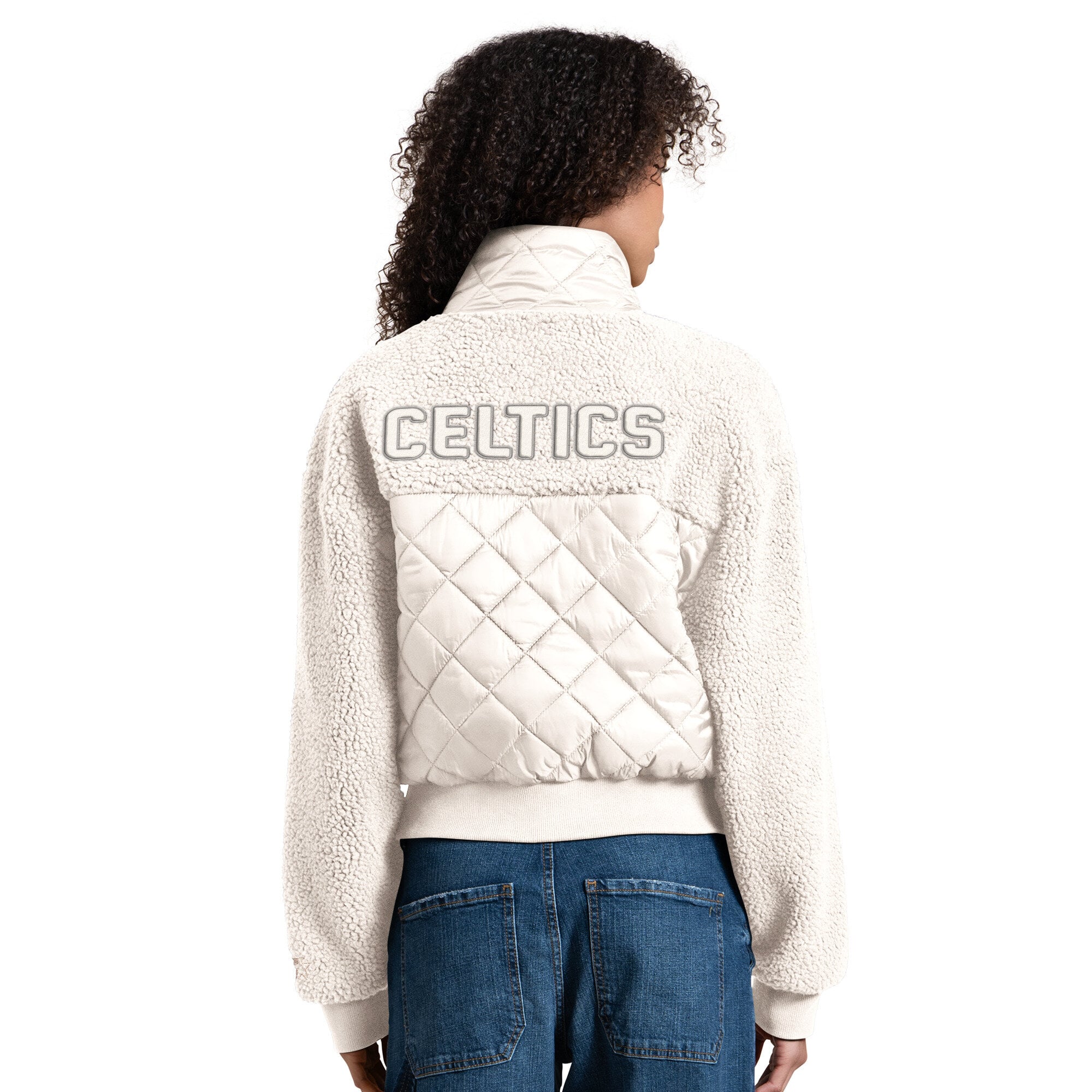 Veste zippée intégrale Starter blanche Boston Celtics Journeyman Sherpa pour femme