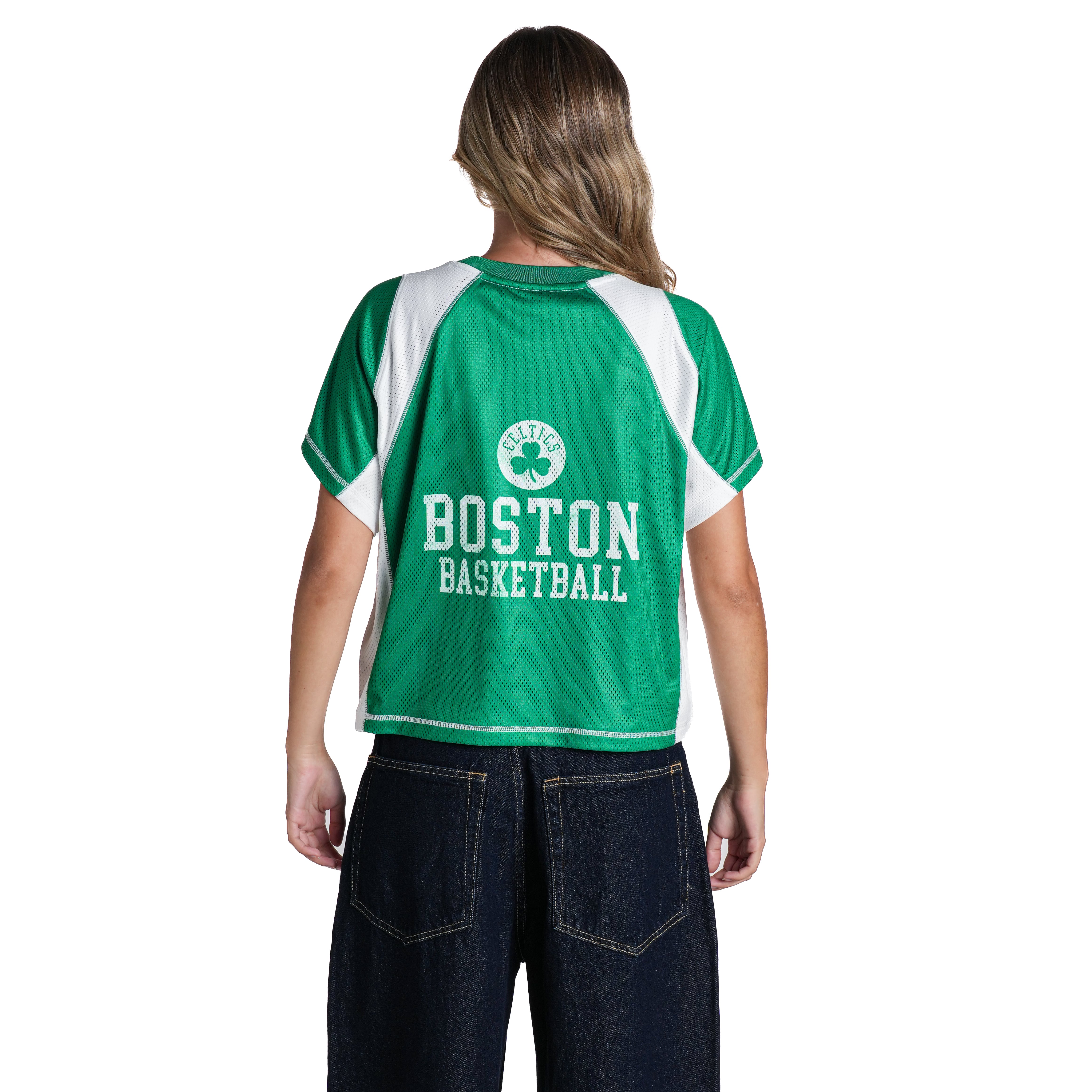 Haut raglan en maille contrastée vert Kelly Boston Celtics de The Wild Collective pour femme