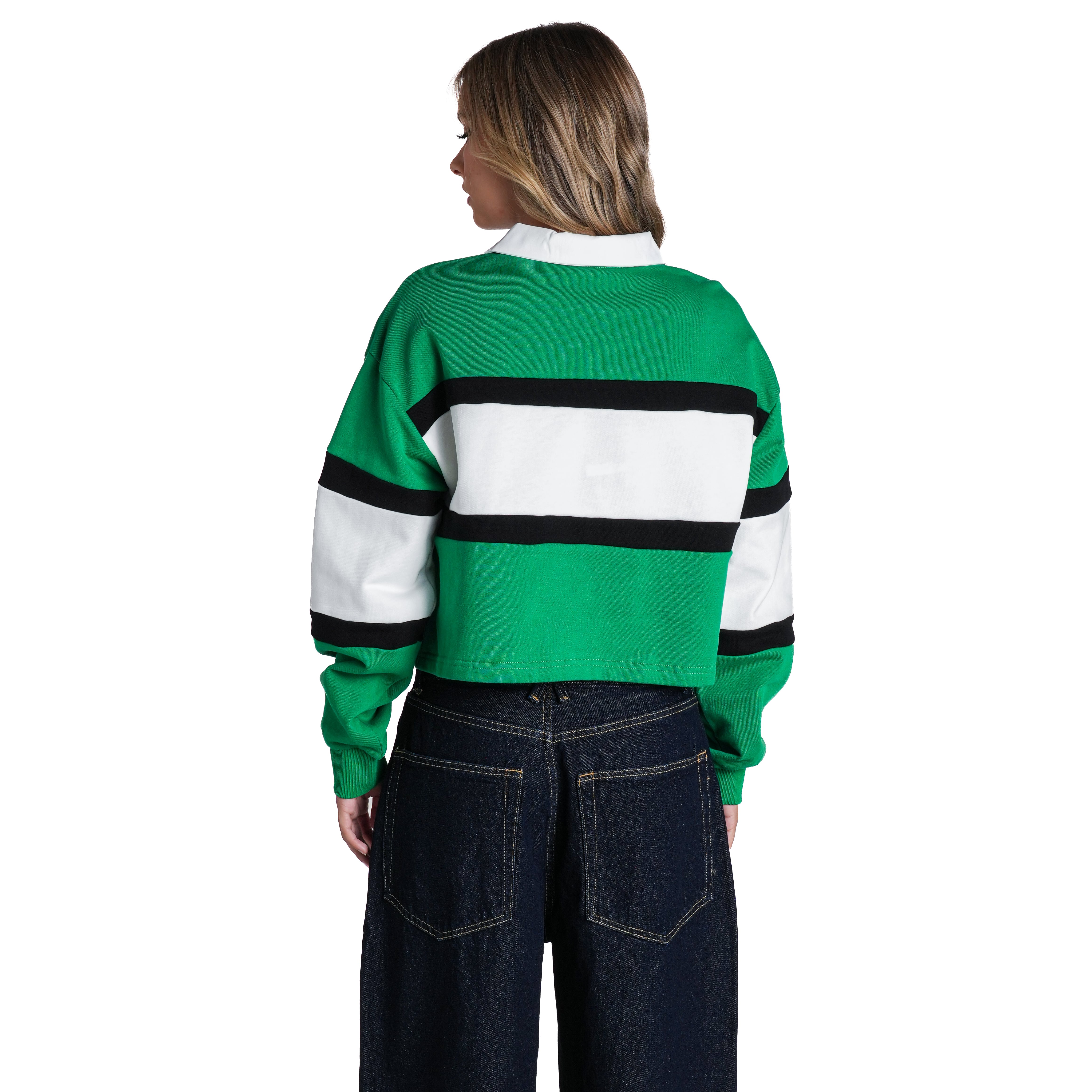 Polo court à manches longues pour femme The Wild Collective, vert Kelly, Boston Celtics