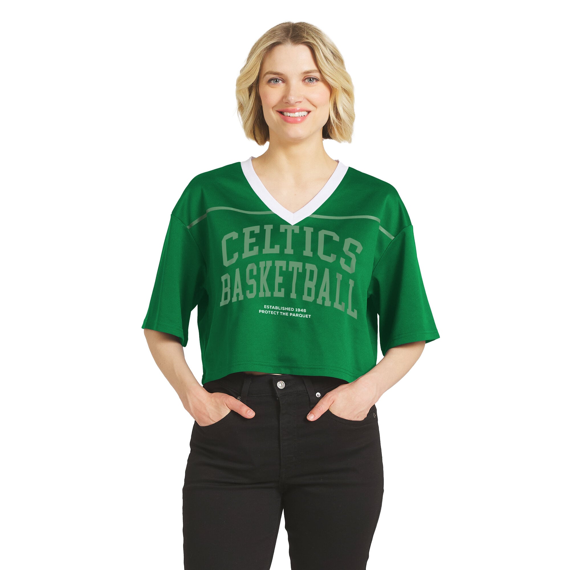 T-shirt court vert Kelly des Boston Celtics de la marque WEAR by Erin Andrews pour femmes