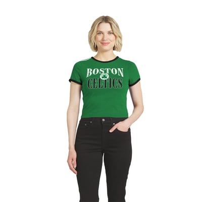  Boston Celtics WEAR by Erin Andrews Women's Ringer Baby T-Shirt - Kelly Green