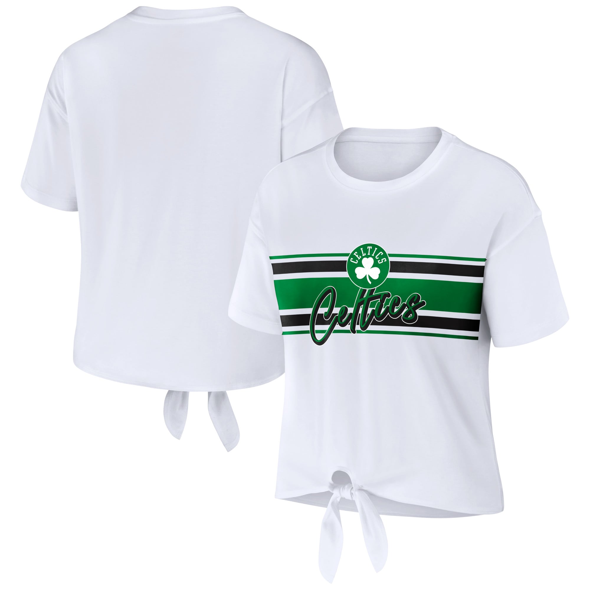 T-shirt blanc noué sur le devant des Boston Celtics WEAR by Erin Andrews pour femmes