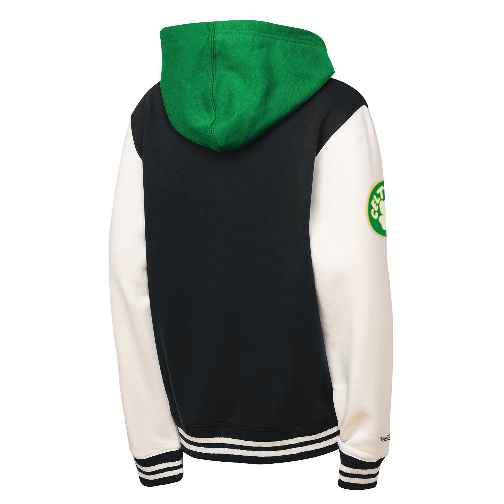 Youth Mitchell & Ness Black Boston Celtics Hardwood Classics Courtside Fleece Full-Snap Hoodie Jacket