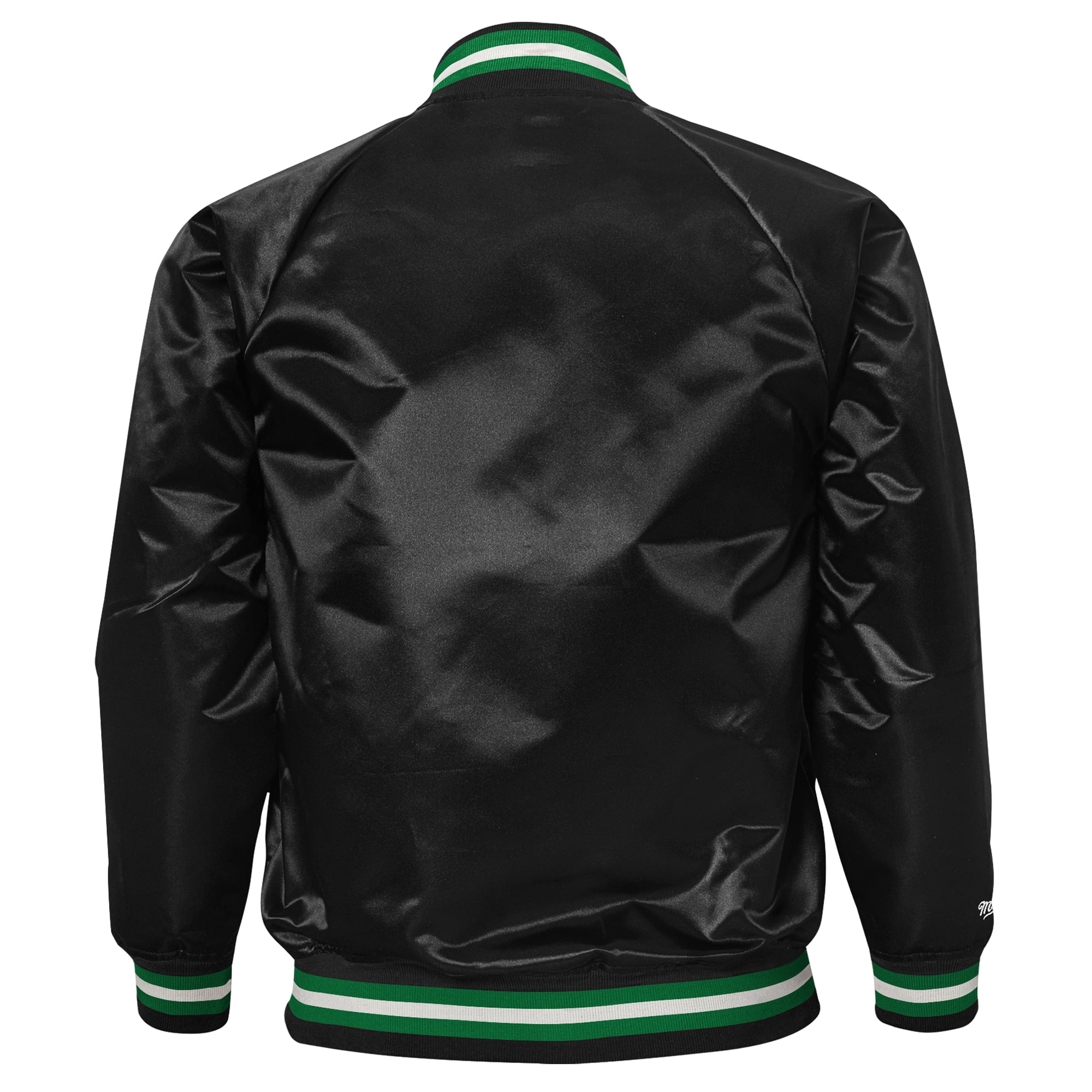 Youth Mitchell & Ness Black Boston Celtics Lightweight Satin Raglan Full-Snap Jacket