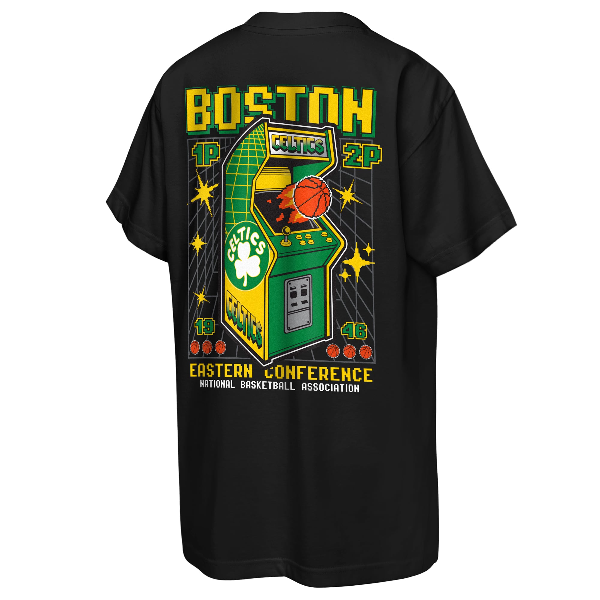 T-shirt rétro arcade noir Mitchell & Ness Boston Celtics pour jeunes