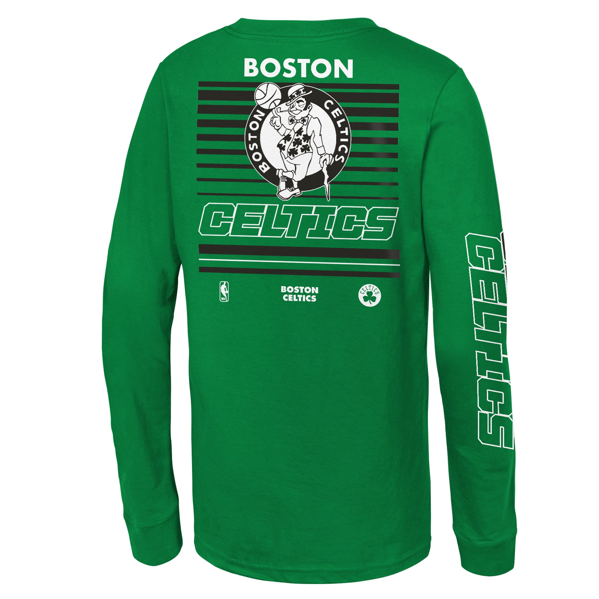 T-shirt à manches longues Mitchell & Ness vert Boston Celtics Triple Play pour enfant