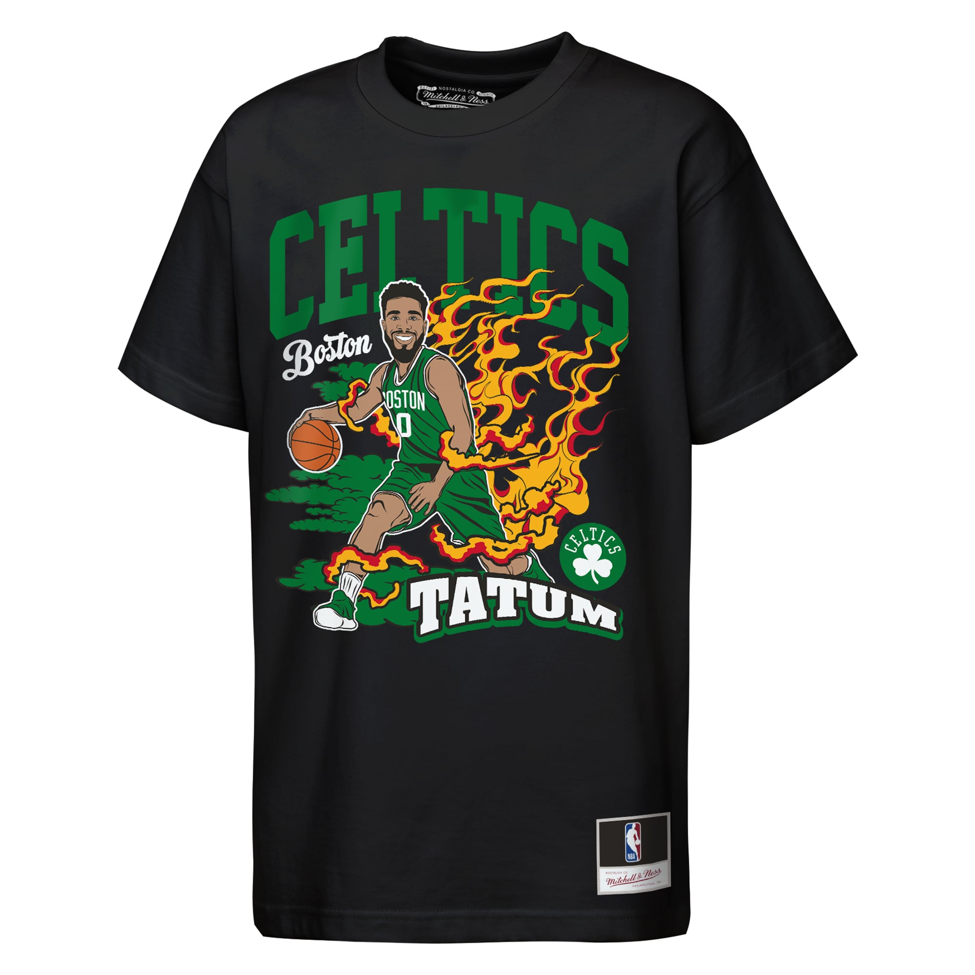 T-shirt Mitchell & Ness Jayson Tatum noir Boston Celtics Fired Up pour enfant