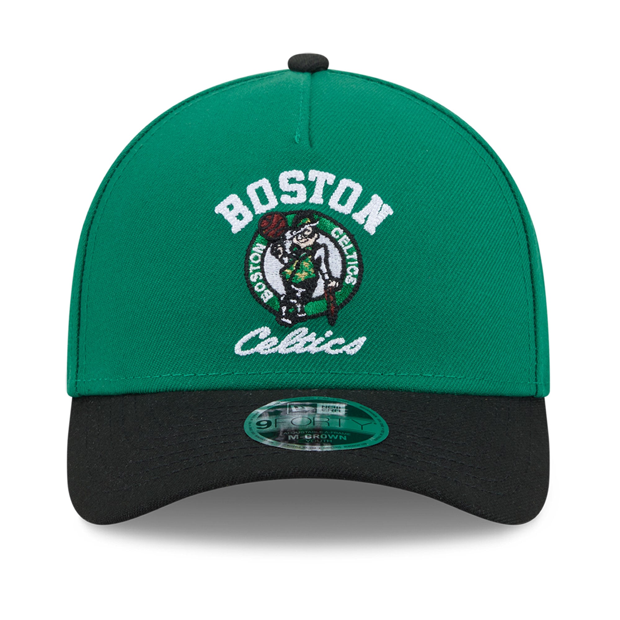 Casquette ajustable New Era Kelly Green/Black Boston Celtics Arch 9FORTY A-Frame M-Crown pour jeunes