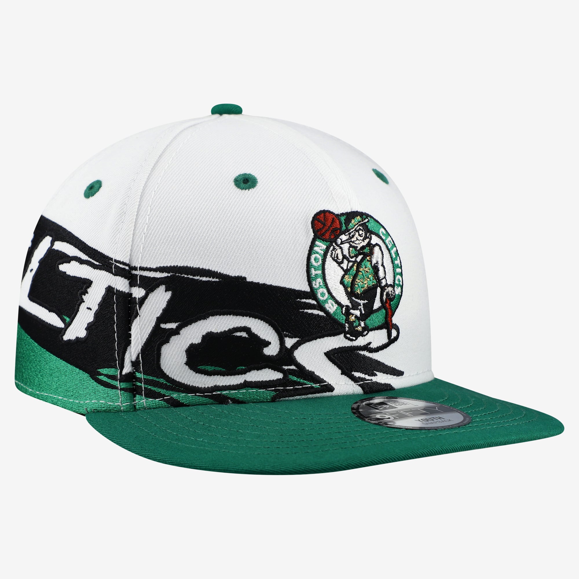 Youth New Era White/Kelly Green Boston Celtics Swept 9FIFTY Snapback Hat